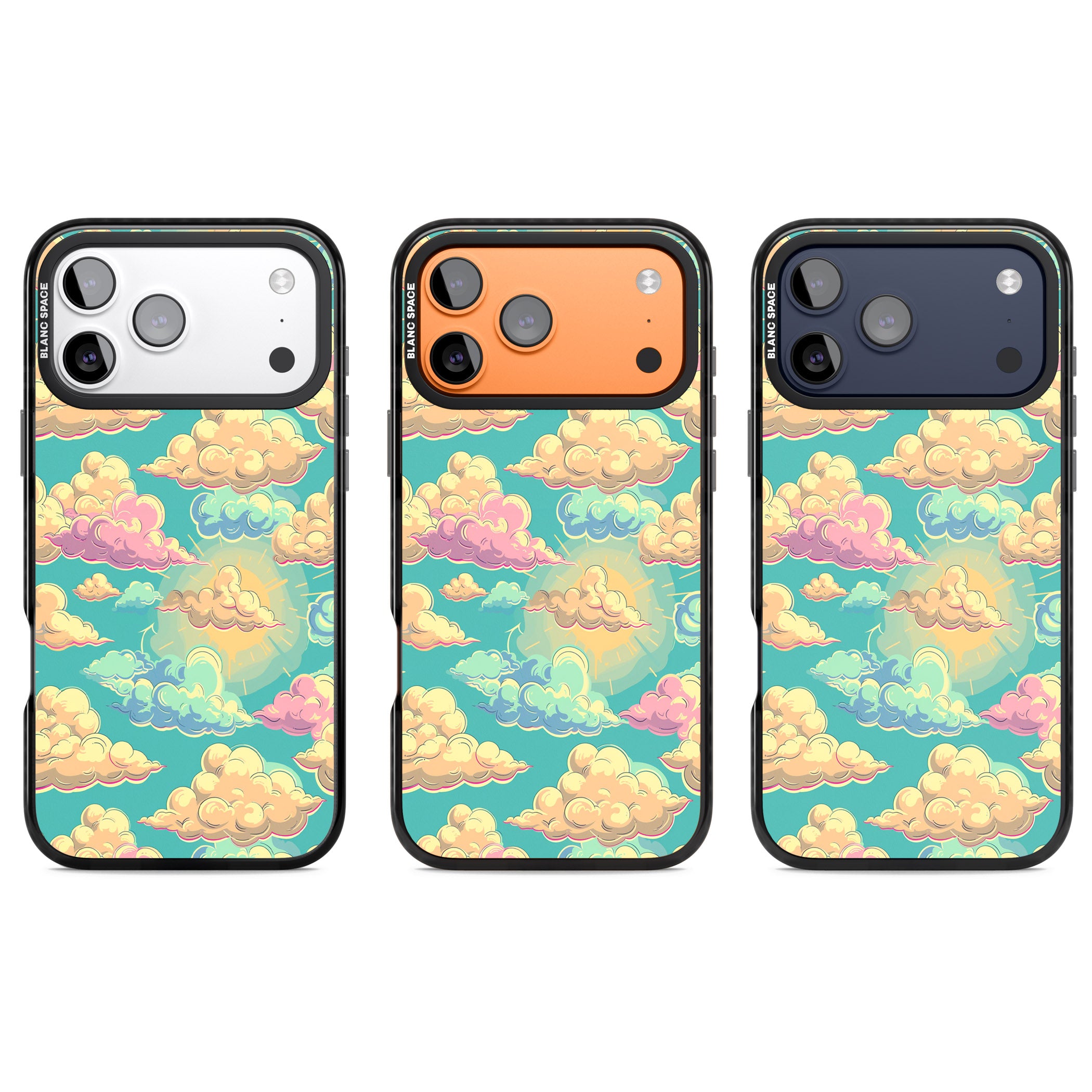 Pastel Clouds iPhone 17 Pro Impact Pro Black Phone Case APT Impact Protection