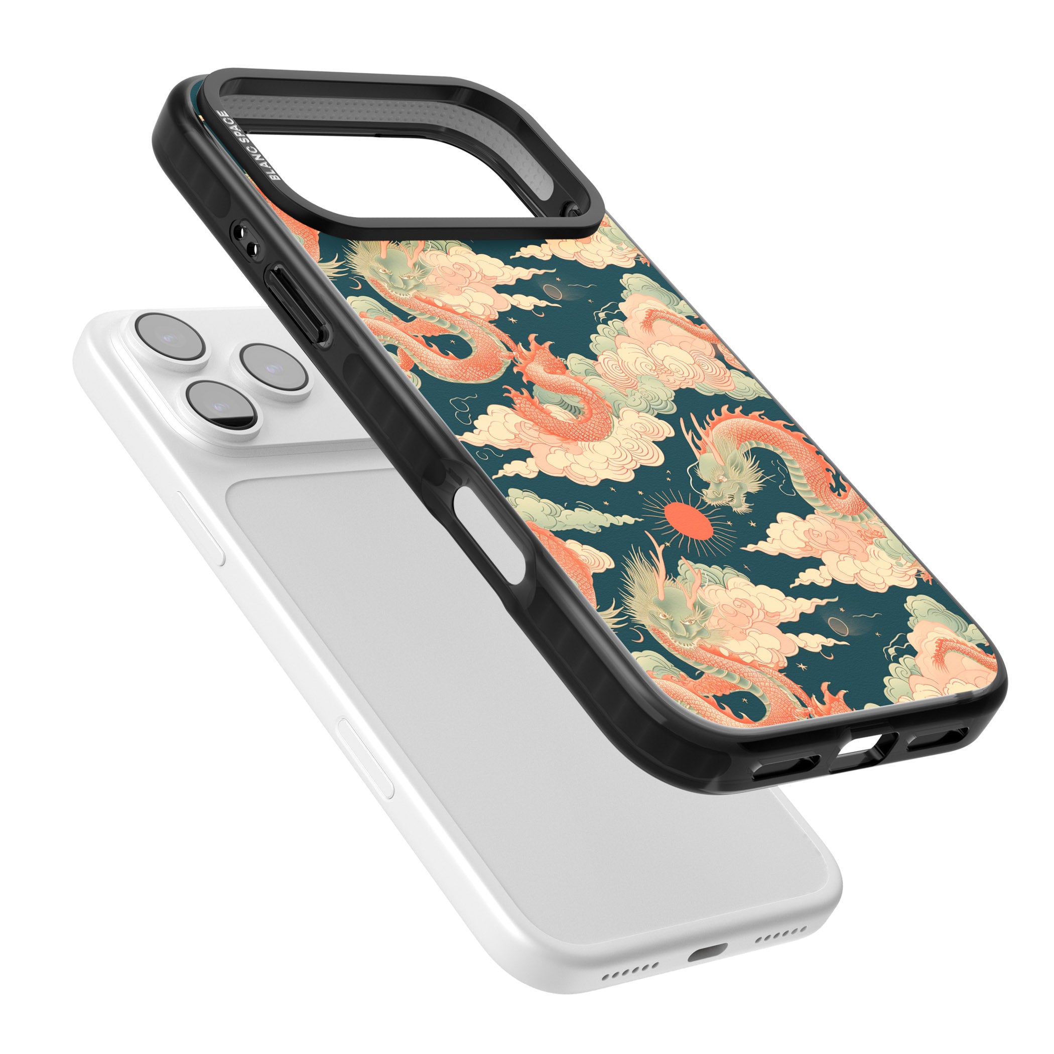 Chinese Dragons Clouds iPhone 17 Pro Impact Pro Black Phone Case Colours