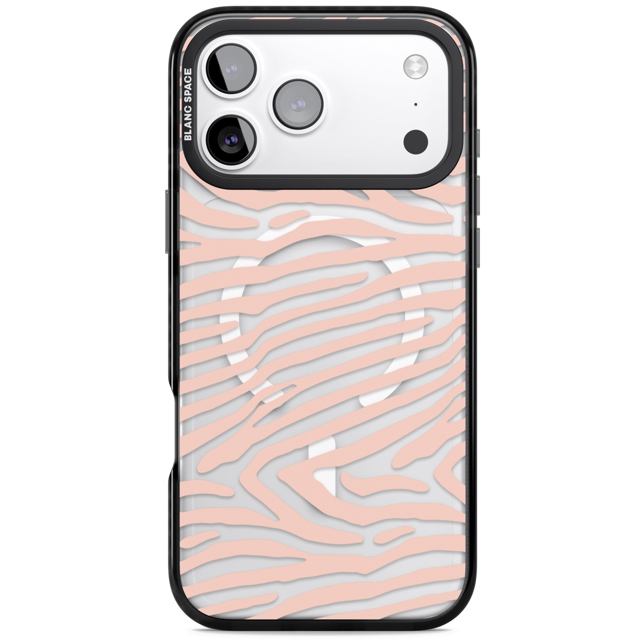 Horizontal Zebra Stripes Transparent Animal Print iPhone 17 Pro Impact Pro Black Phone Case