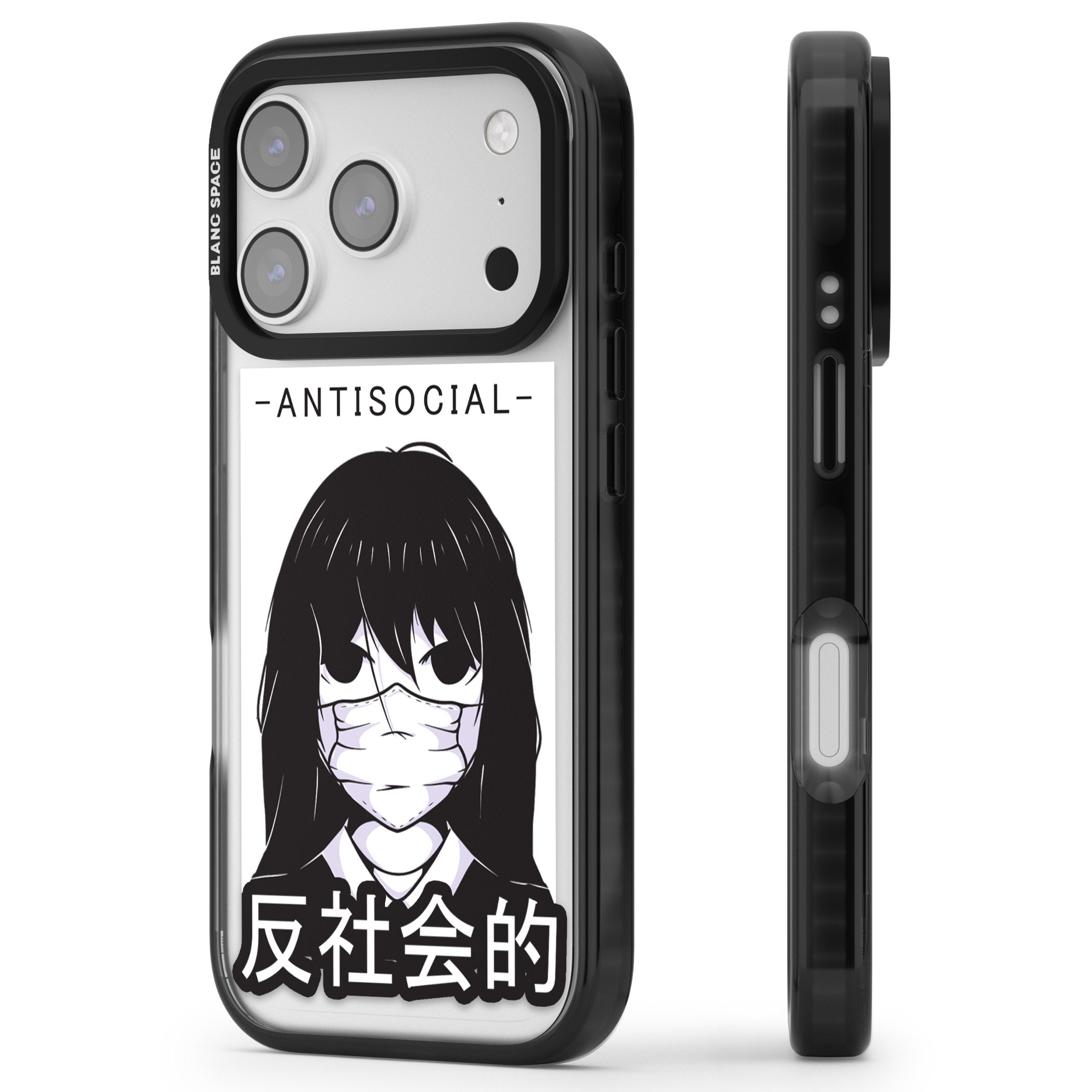 Anti Social iPhone 17 Pro Impact Pro Black Phone Case Side Profile