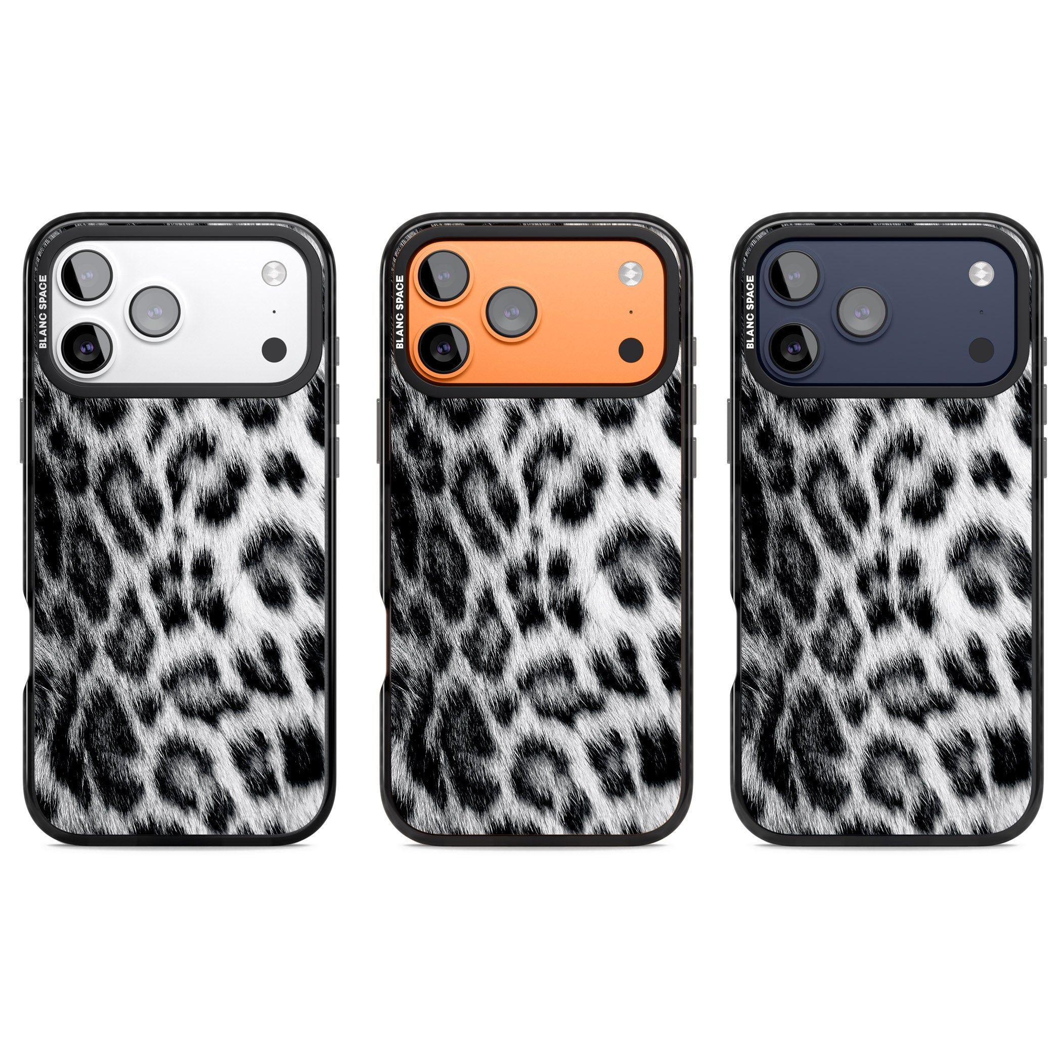 Animal Fur Pattern Snow Leopard iPhone 17 Pro Impact Pro Black Phone Case APT Impact Protection