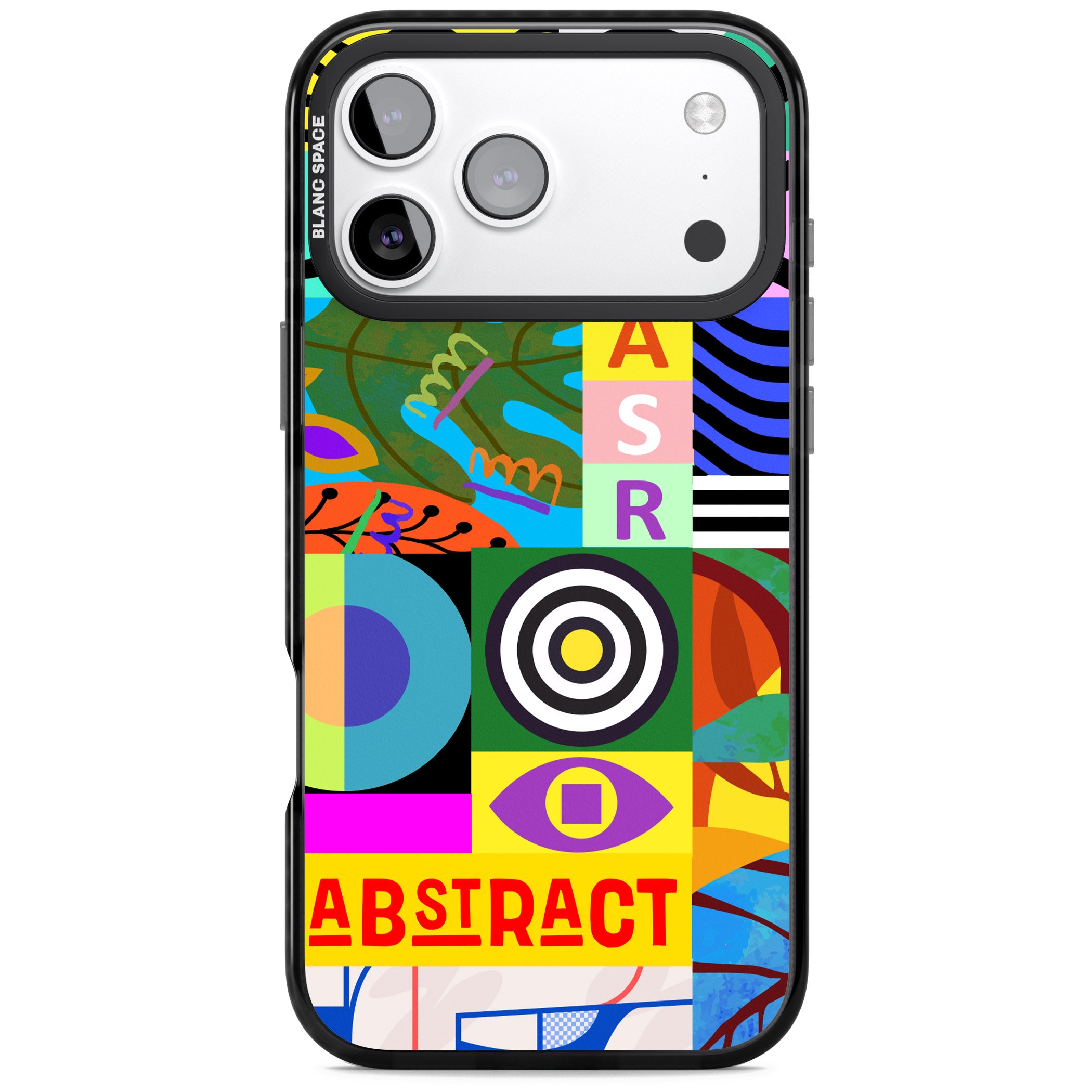 Abstract Pattern Patchwork iPhone 17 Pro Impact Pro Black Phone Case