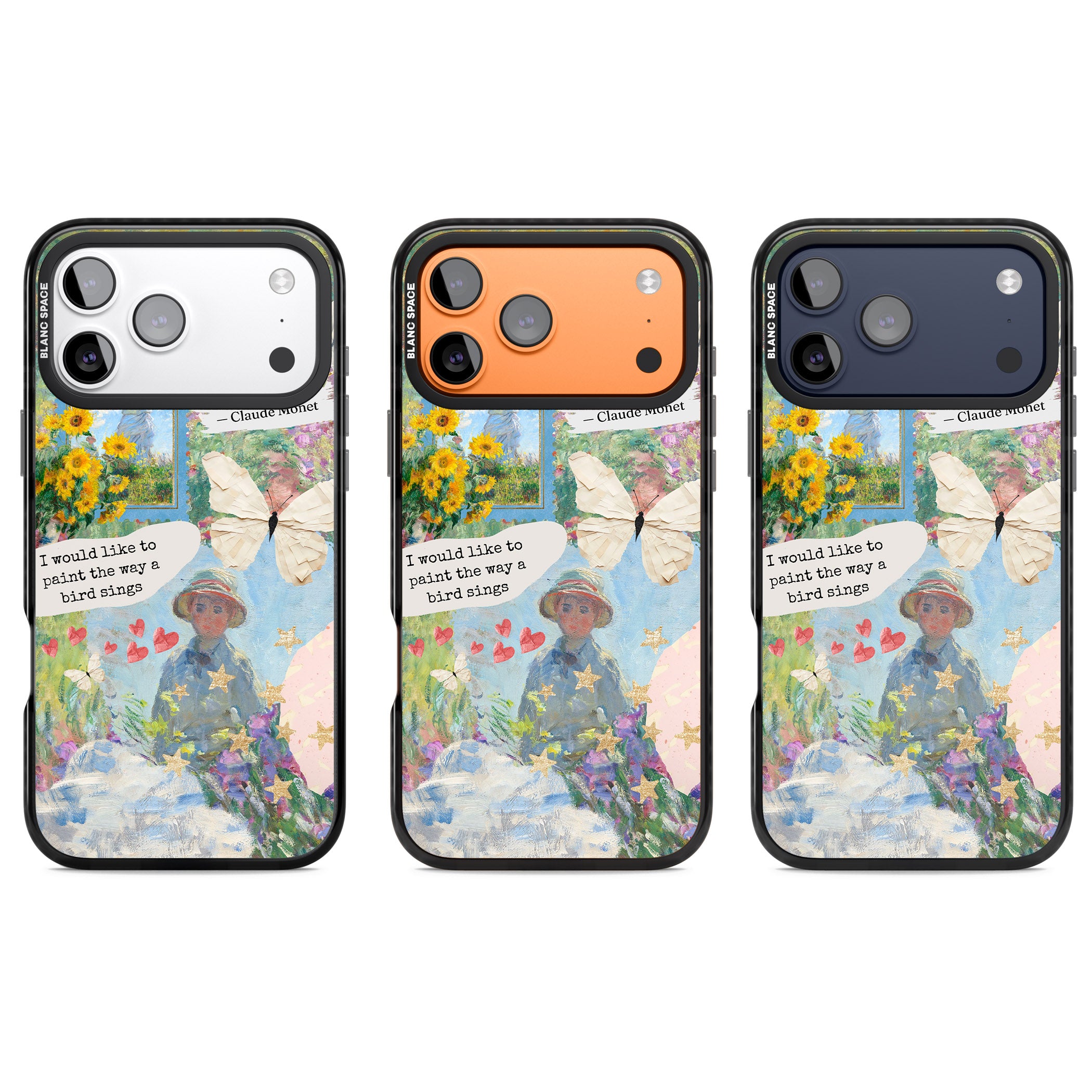Monet 'Way A Bird Sings' Collage iPhone 17 Pro Impact Pro Black Phone Case APT Impact Protection