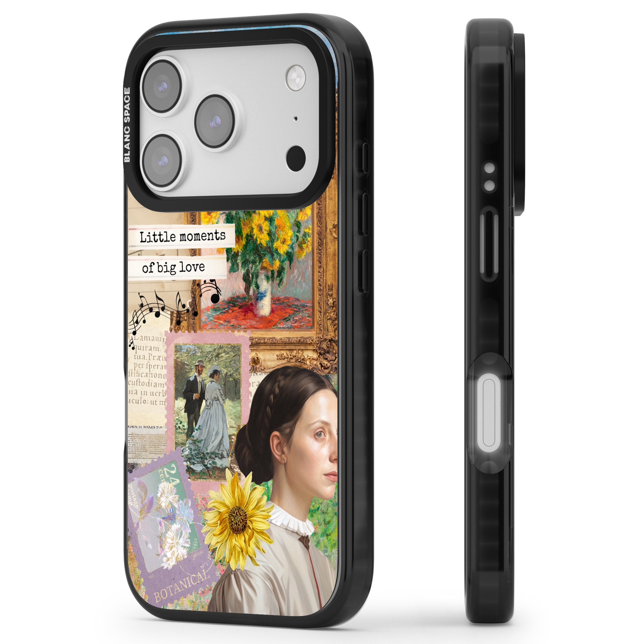 Monet 'Little Moments' Collage iPhone 17 Pro Impact Pro Black Phone Case Side Profile