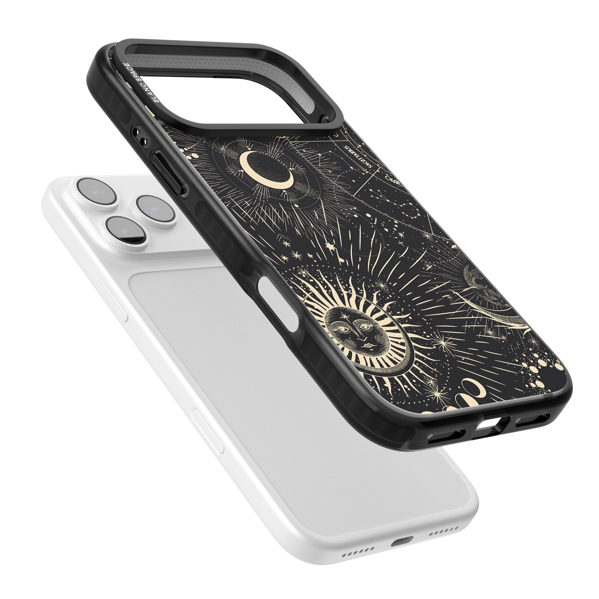 Cosmic Sun & Symbols Zodiac iPhone 17 Pro Impact Pro Black Phone Case Colours