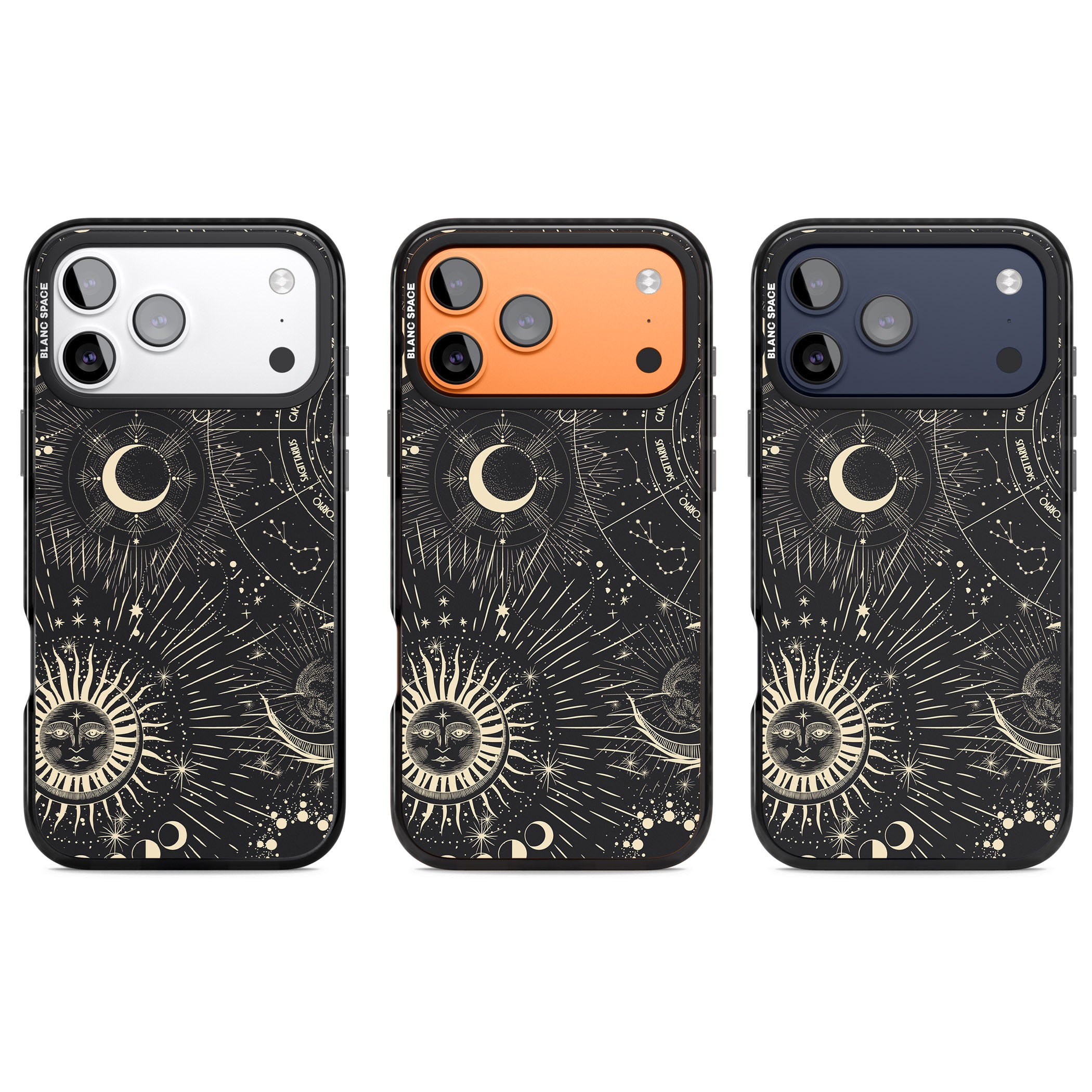 Cosmic Sun & Symbols Zodiac iPhone 17 Pro Impact Pro Black Phone Case APT Impact Protection