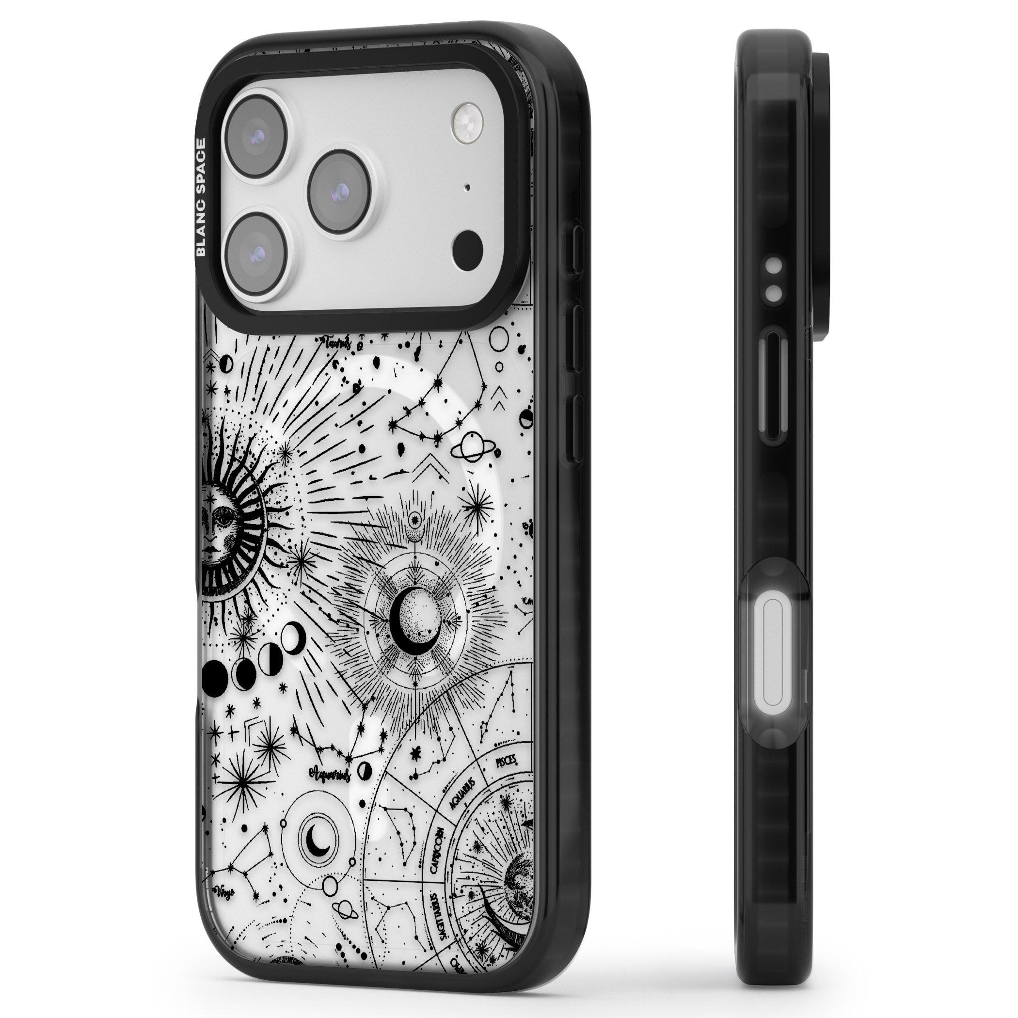 Celestial Chart iPhone 17 Pro Impact Pro Black Phone Case Side Profile