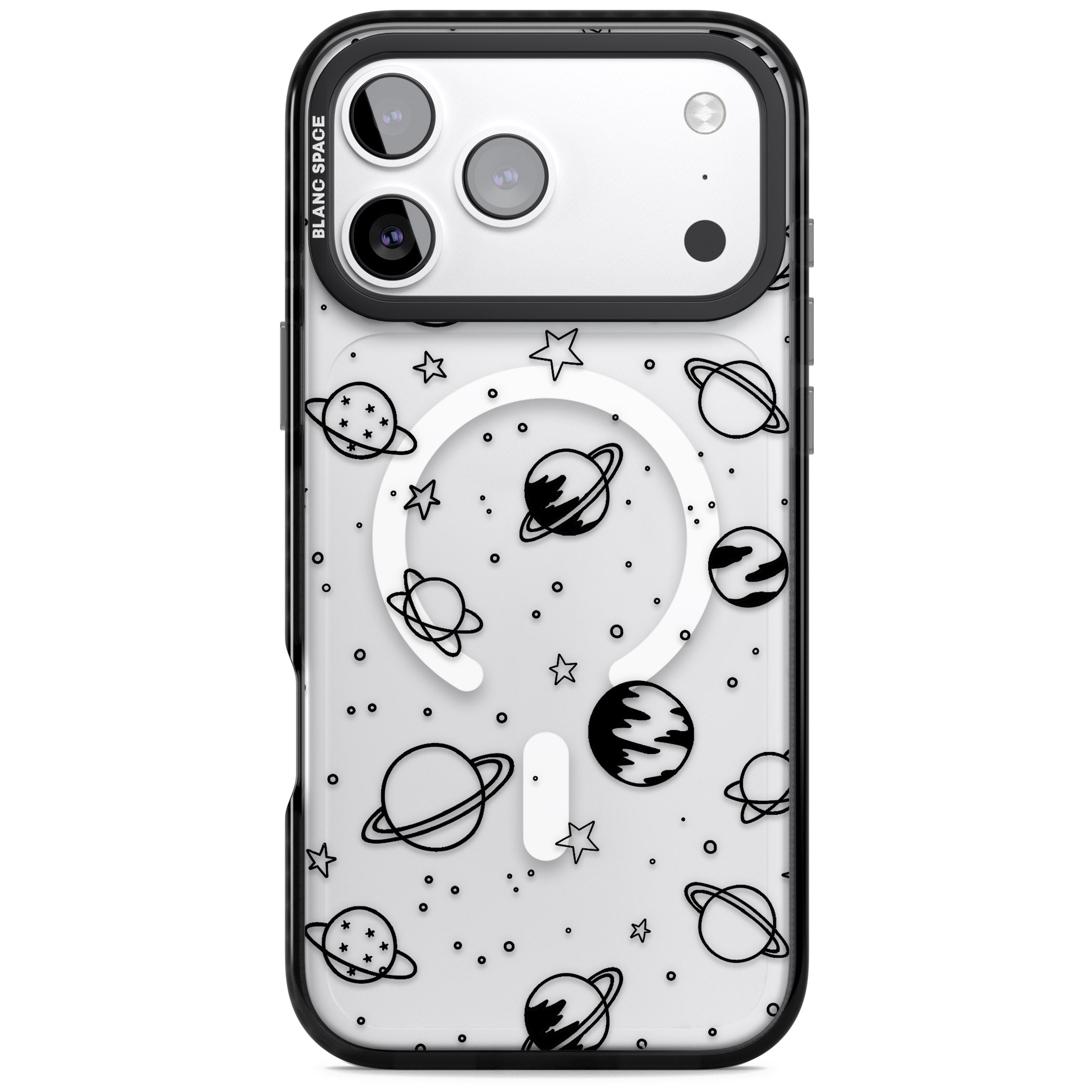 Cosmic Sketch Black Clear iPhone 17 Pro Impact Pro Black Phone Case