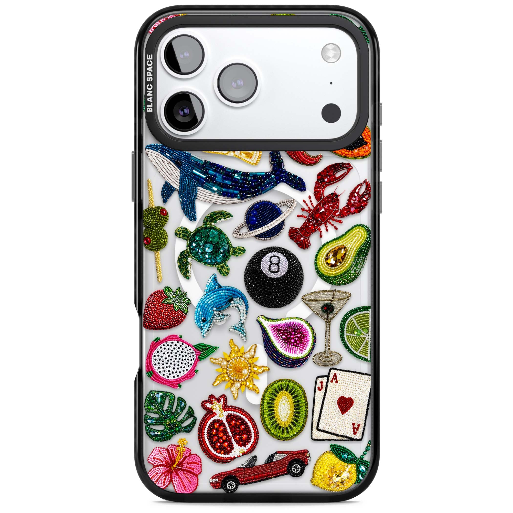 Beaded Mix cute iPhone case | Black Impact Magsafe case for iPhone 17 Pro, iPhone 17 Pro Max