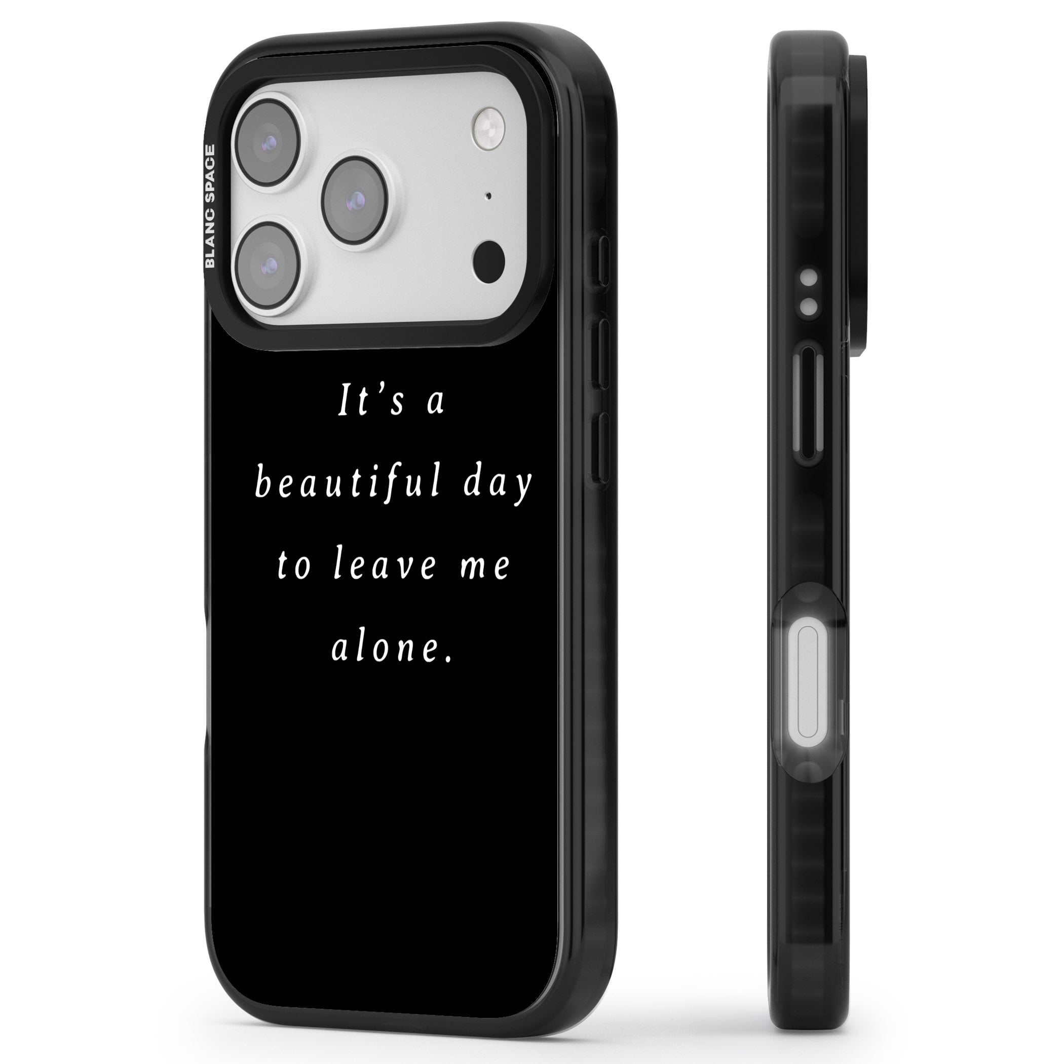 Beautiful Day Quote iPhone 17 Pro Impact Pro Black Phone Case Side Profile
