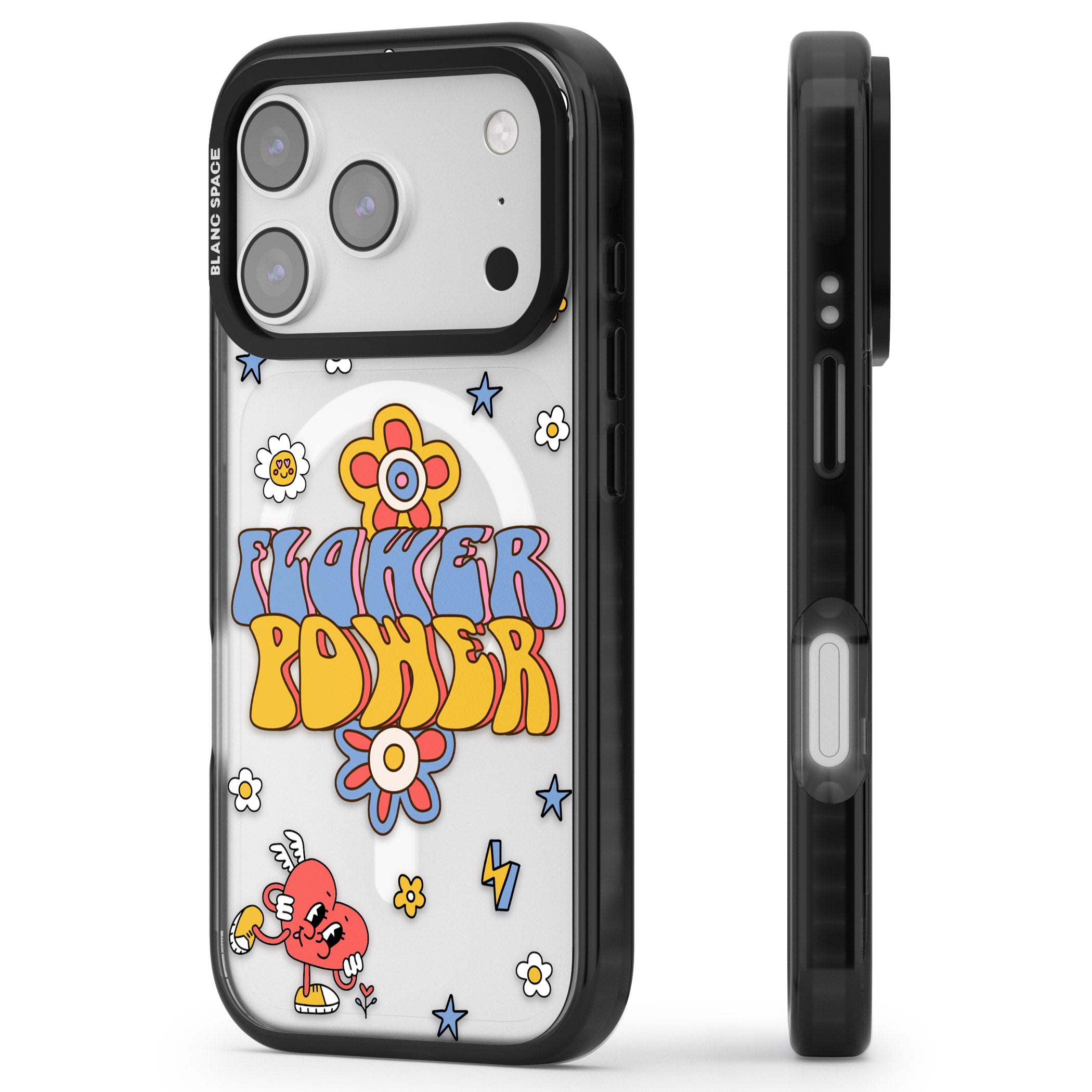 Flower Power iPhone 17 Pro Impact Pro Black Phone Case Side Profile