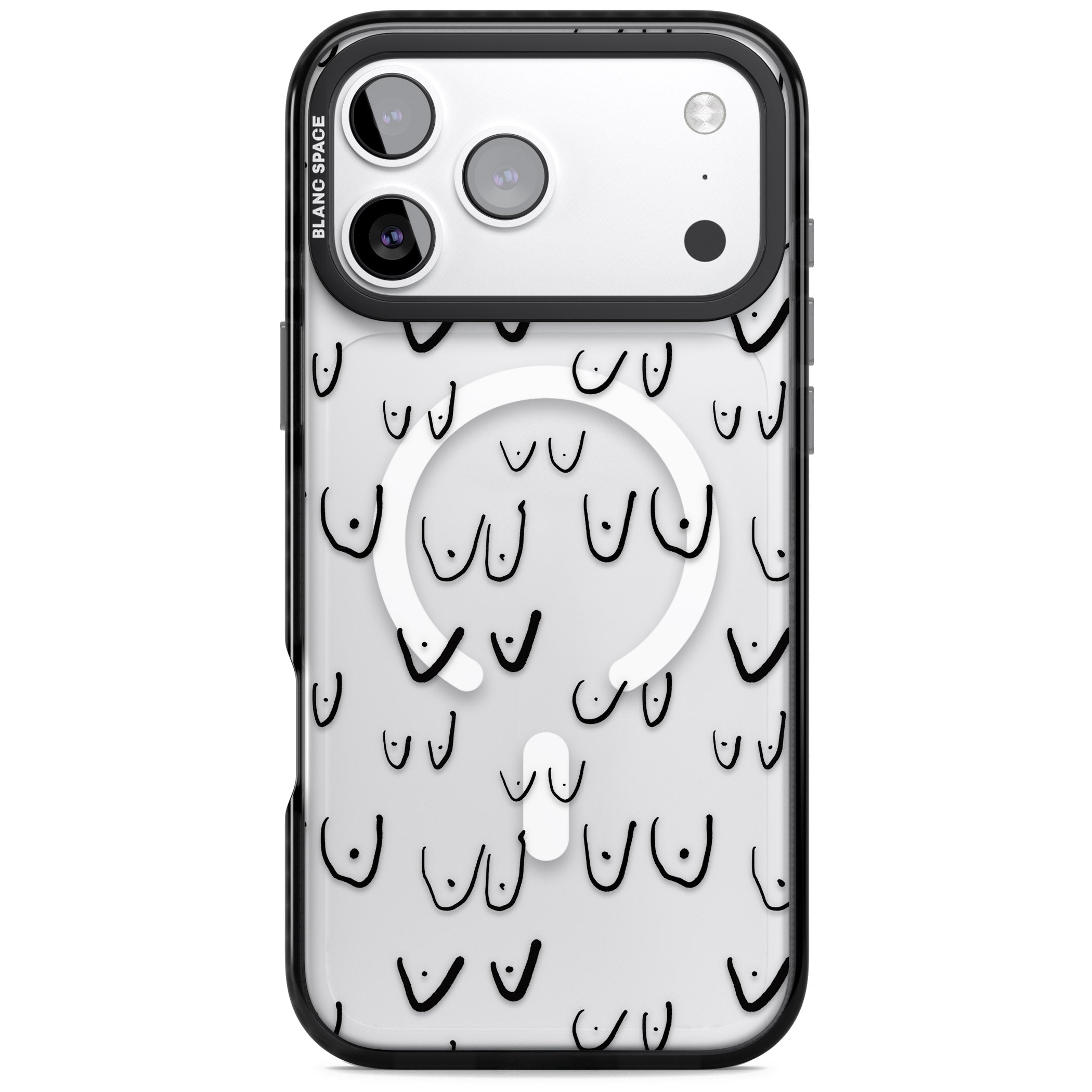 Boob Pattern (Black) iPhone 17 Pro Impact Pro Black Phone Case