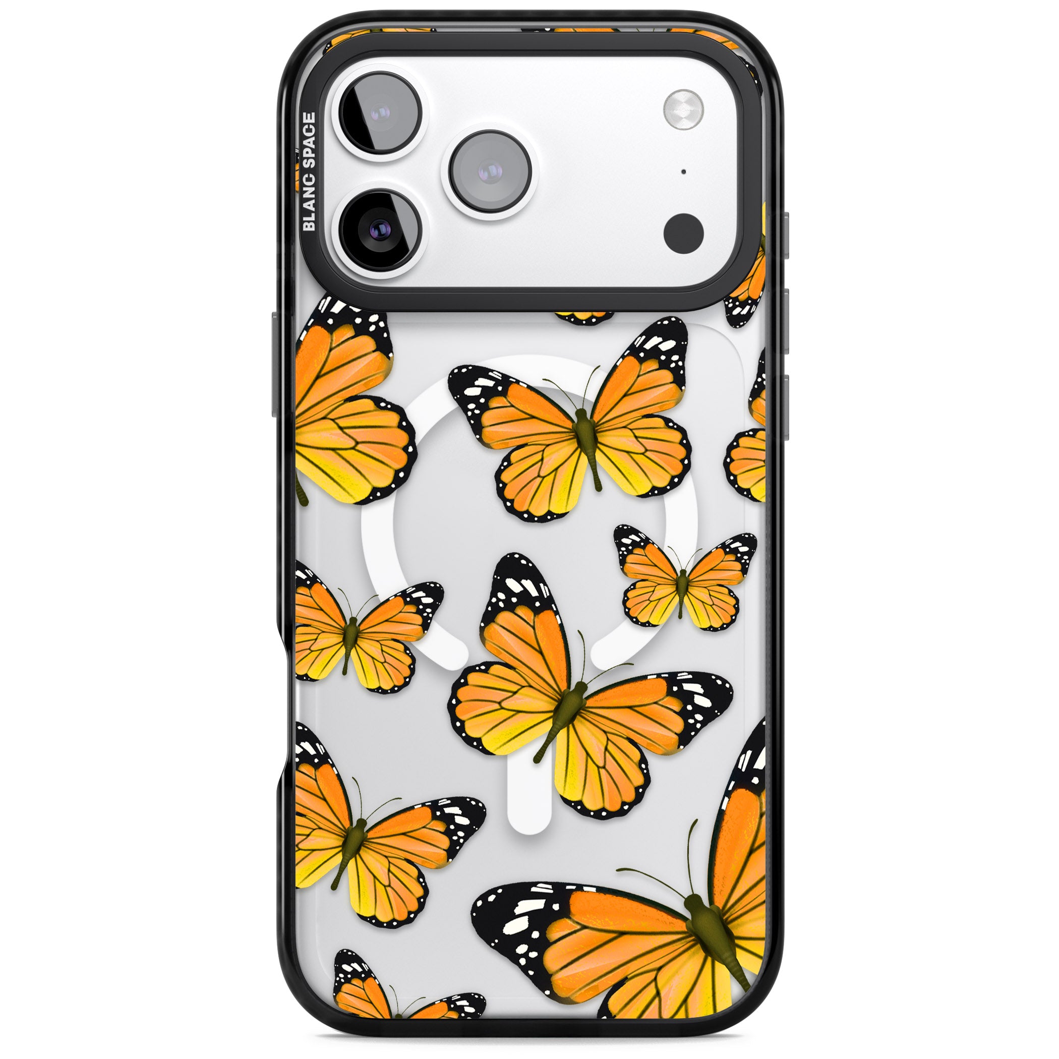 Sun Yellow Butterflies iPhone 17 Pro Impact Pro Black Phone Case
