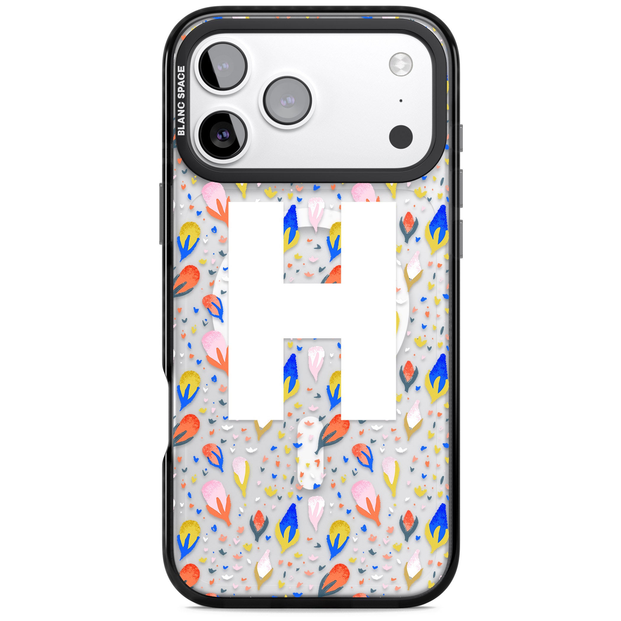 Personalised Abstract Floral Initial iPhone 17 Pro Impact Pro Black Phone Case