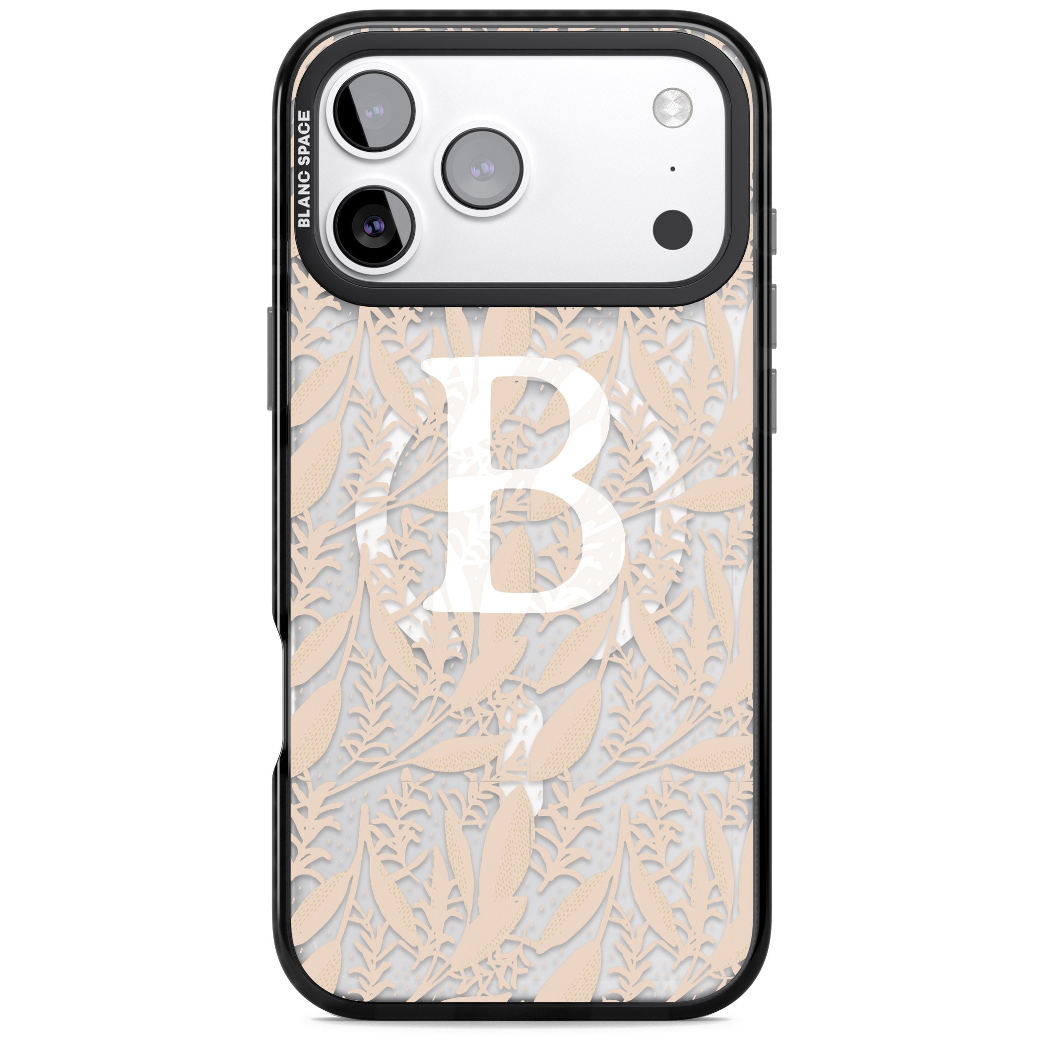 Personalised Monogram Subtle Abstract Floral iPhone 17 Pro Impact Pro Black Phone Case