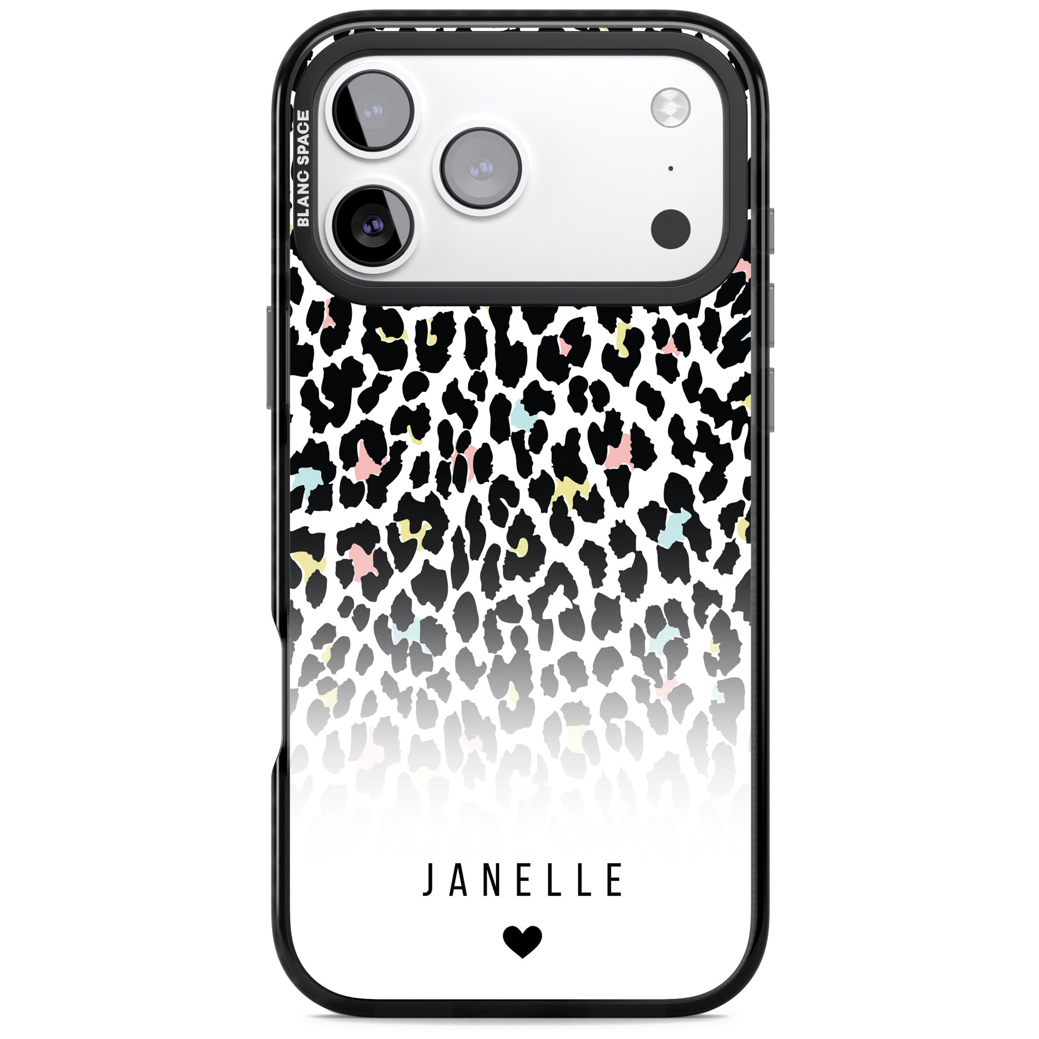 Personalised Pastel Leopard iPhone 17 Pro Impact Pro Black Phone Case