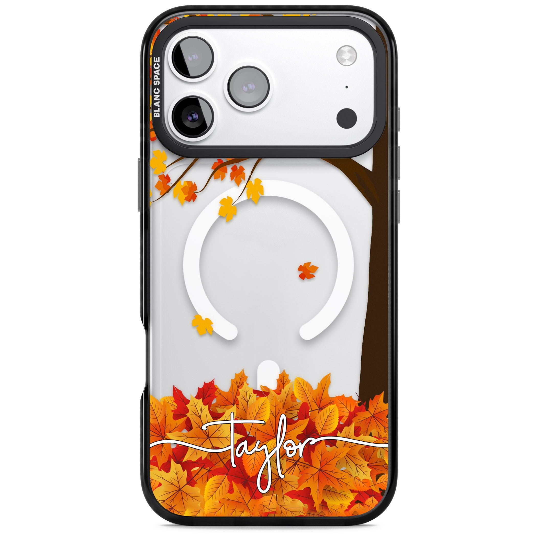 Personalised Autumn Leaves iPhone 17 Pro Impact Pro Black Phone Case