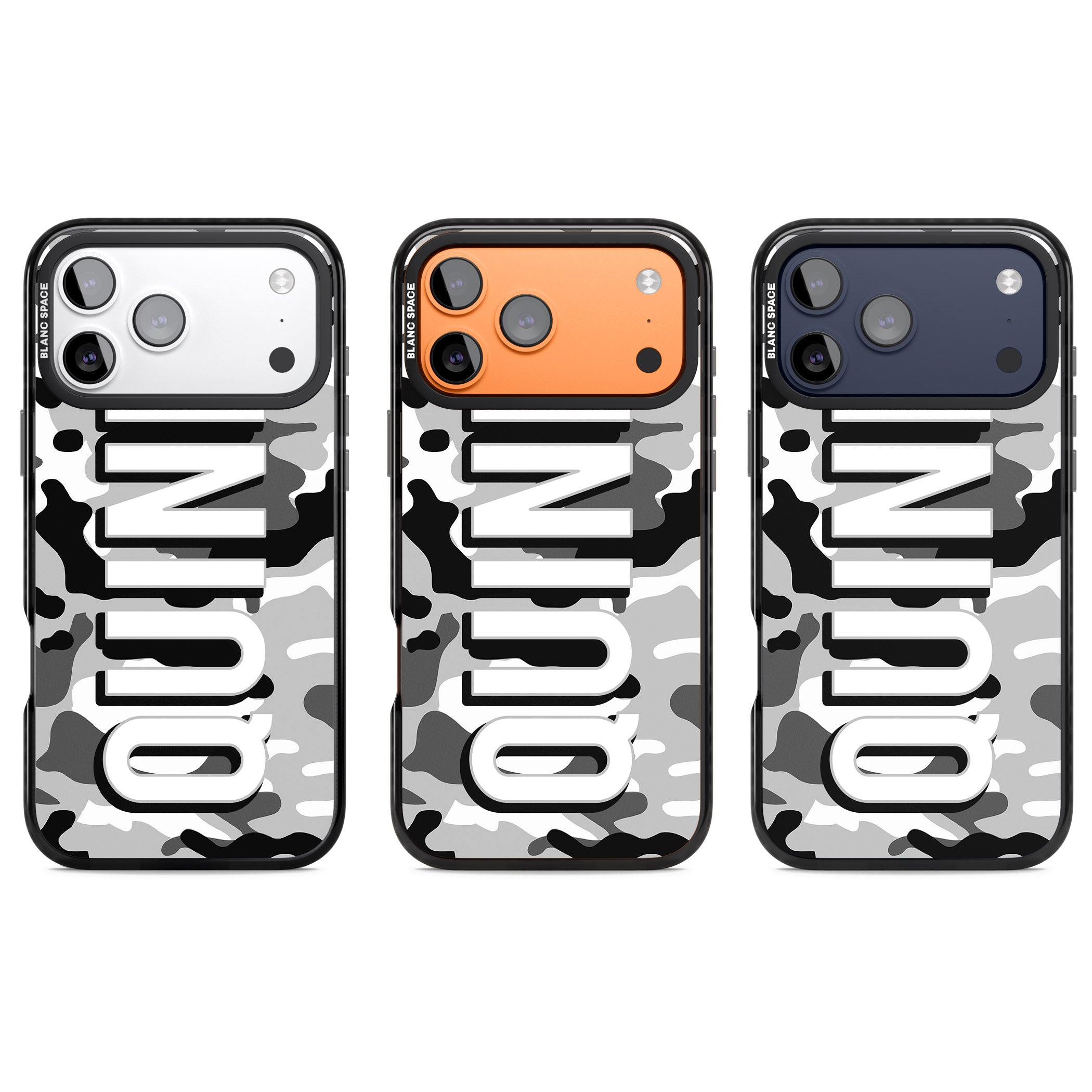 Personalised Greyscale Camo iPhone 17 Pro Impact Pro Black Phone Case APT Impact Protection