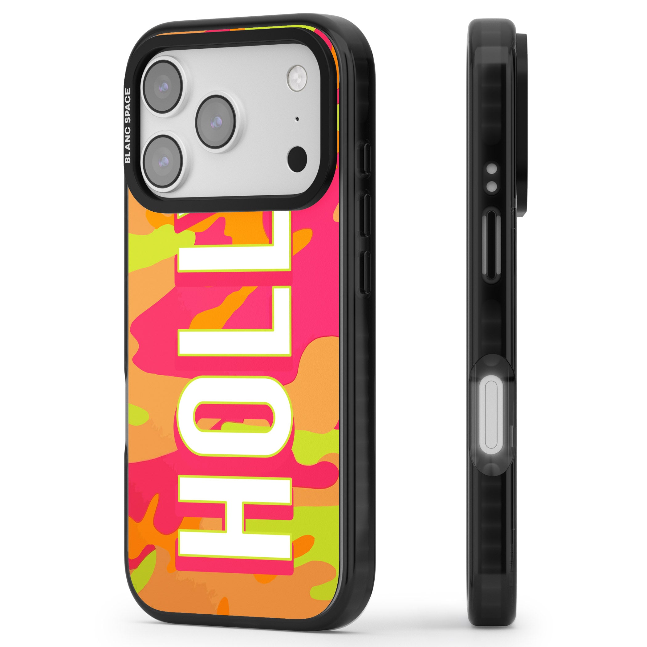 Personalised Bold Neon Camo iPhone 17 Pro Impact Pro Black Phone Case Side Profile