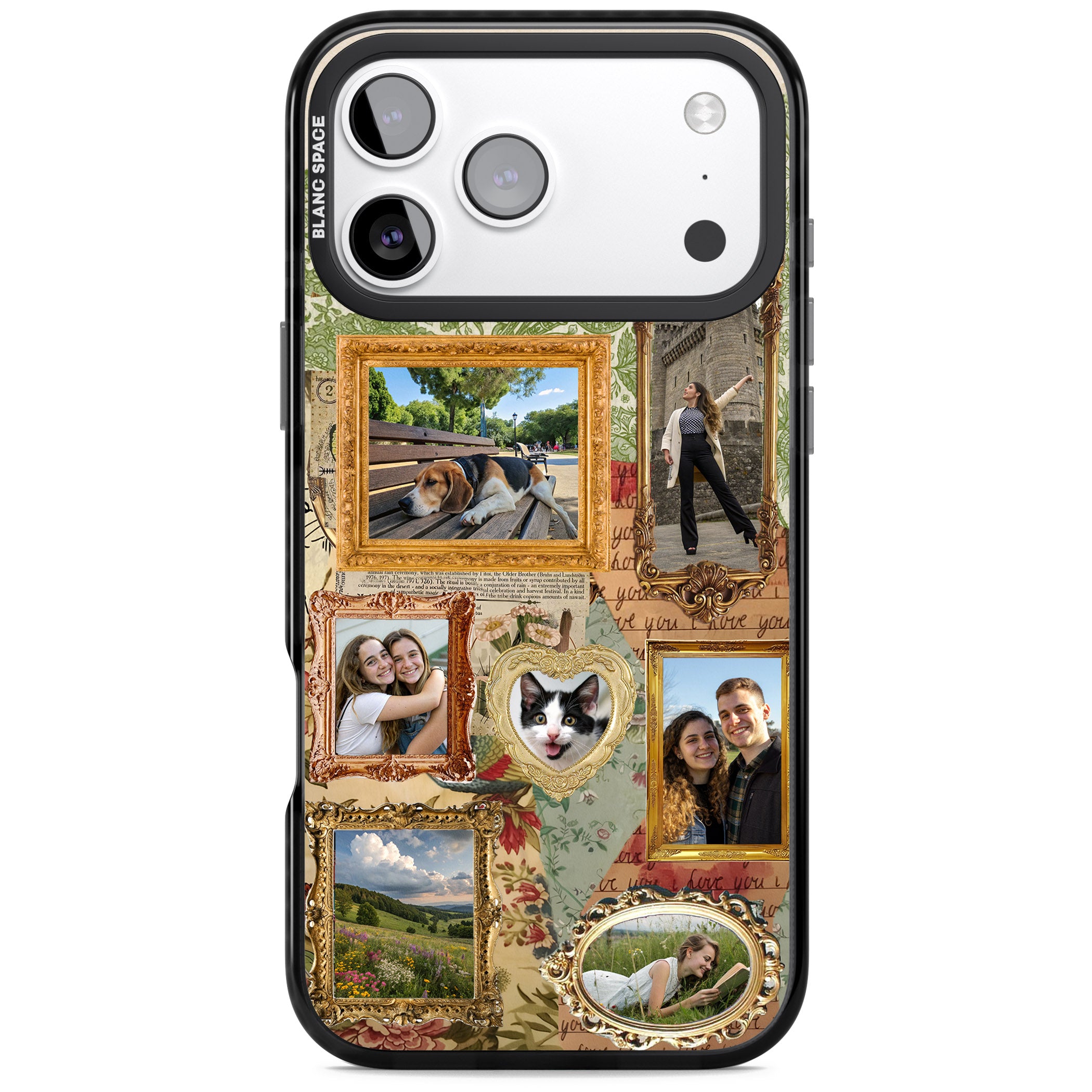 Personalised Vintage Frame Collage iPhone 17 Pro Impact Pro Black Phone Case