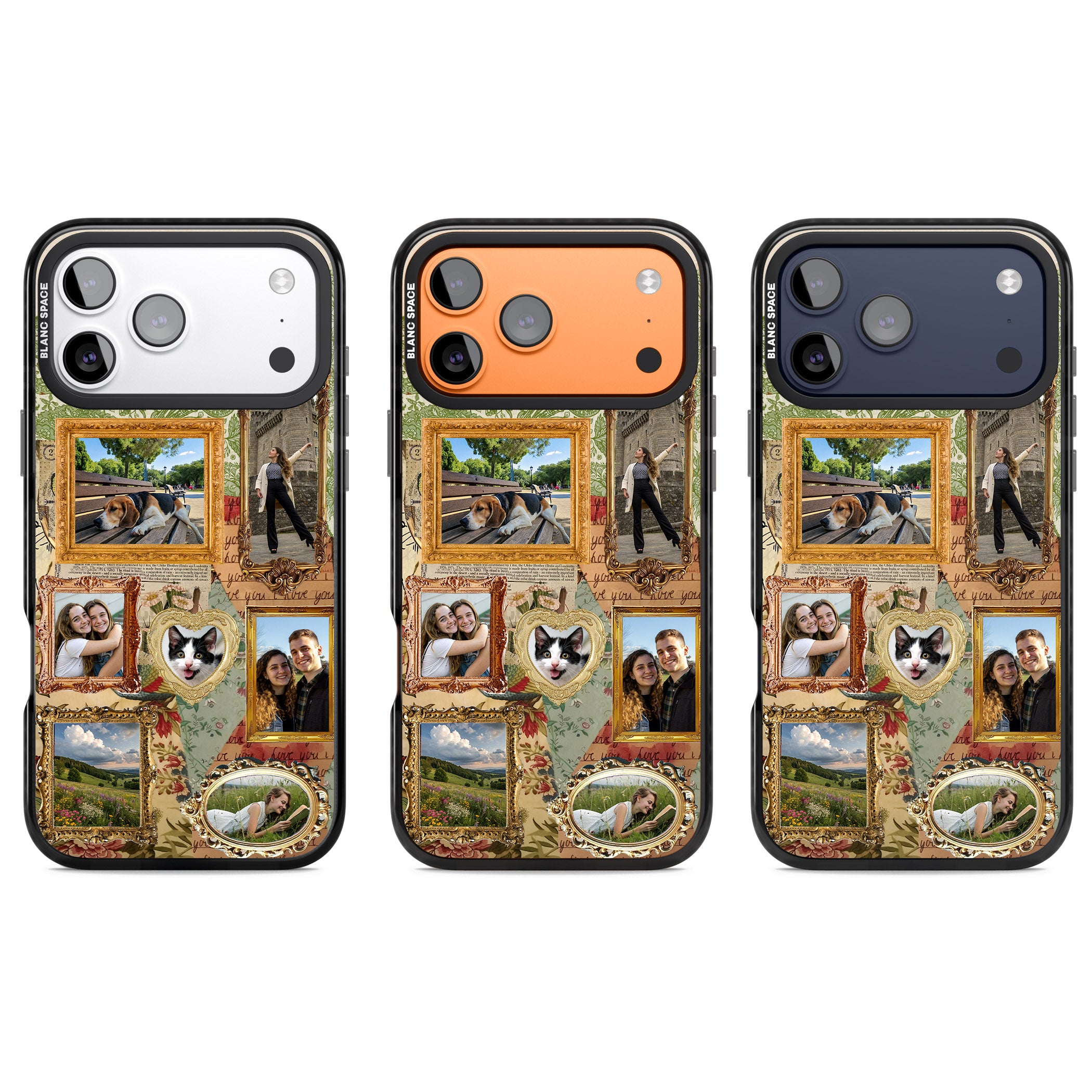 Personalised Vintage Frame Collage iPhone 17 Pro Impact Pro Black Phone Case APT Impact Protection
