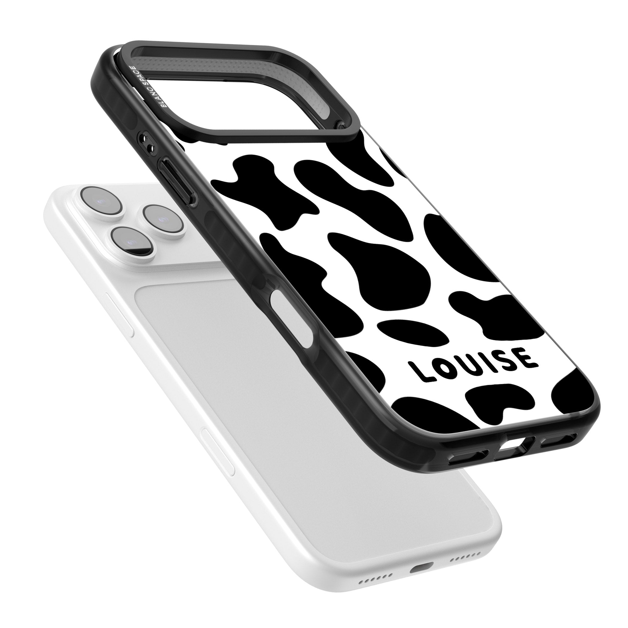 Personalised Cow Print iPhone 17 Pro Impact Pro Black Phone Case Colours