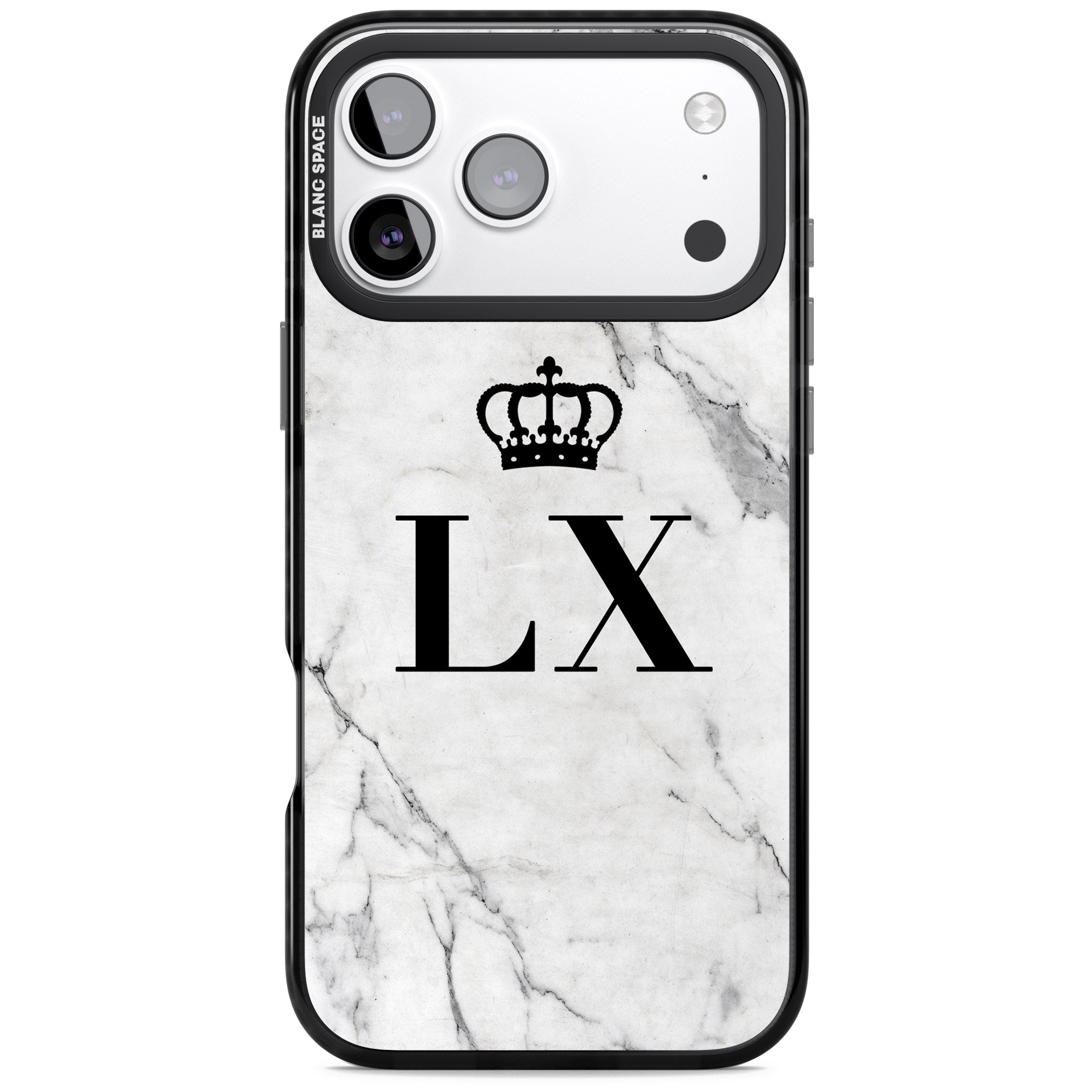 Personalised Initial Crown Marble iPhone 17 Pro Impact Pro Black Phone Case