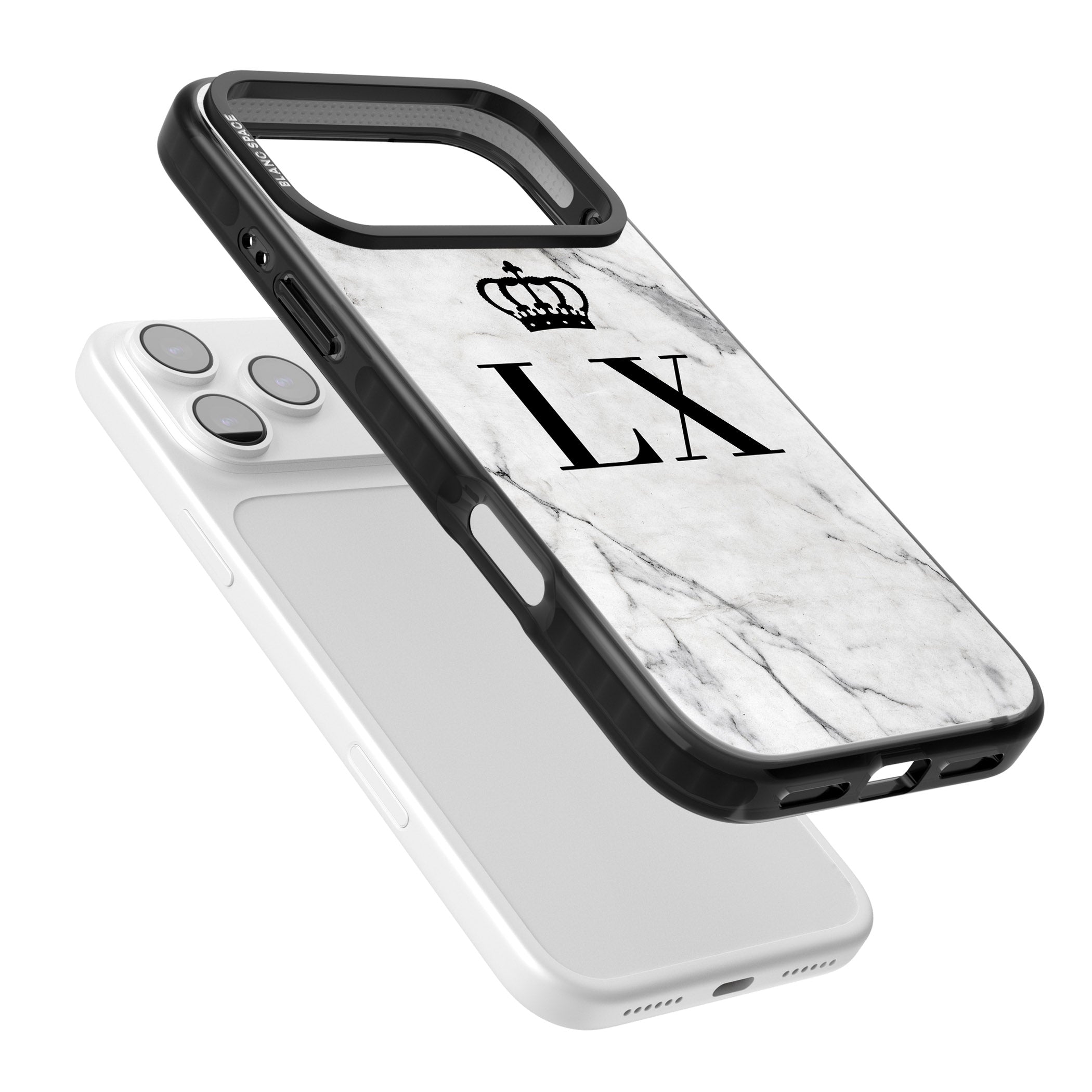 Personalised Initial Crown Marble iPhone 17 Pro Impact Pro Black Phone Case Colours