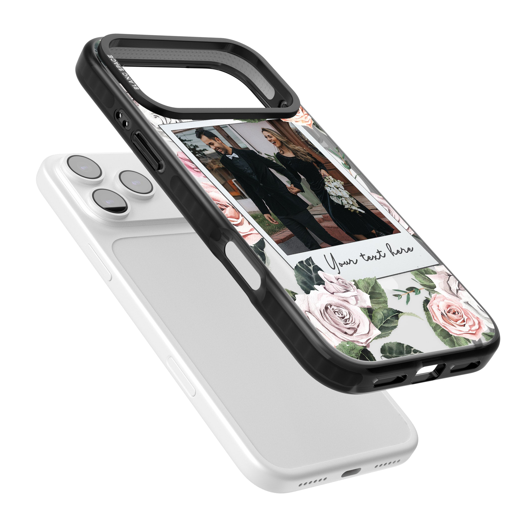 Personalised Floral Instant Camera Photo iPhone 17 Pro Impact Pro Black Phone Case Colours