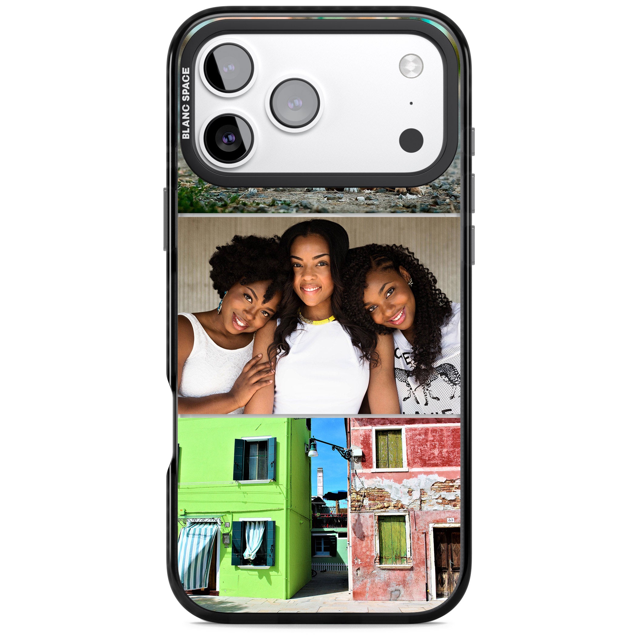 Personalised 3 Photo Grid iPhone 17 Pro Impact Pro Black Phone Case