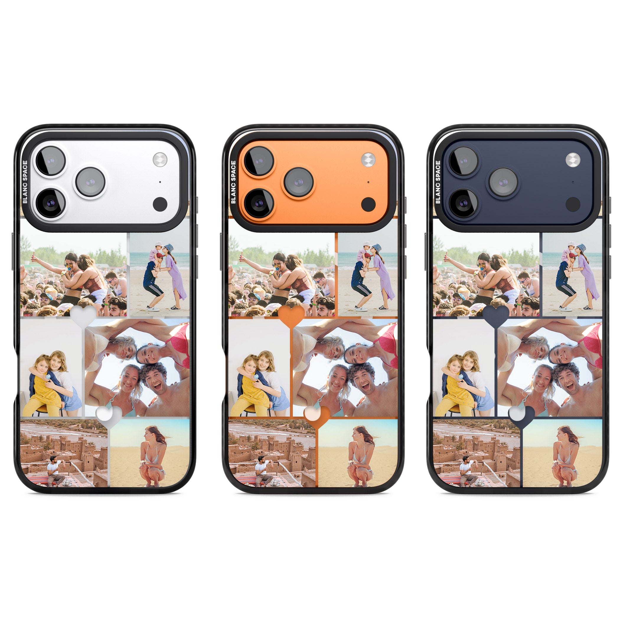 Personalised Heart Photo Grid iPhone 17 Pro Impact Pro Black Phone Case APT Impact Protection