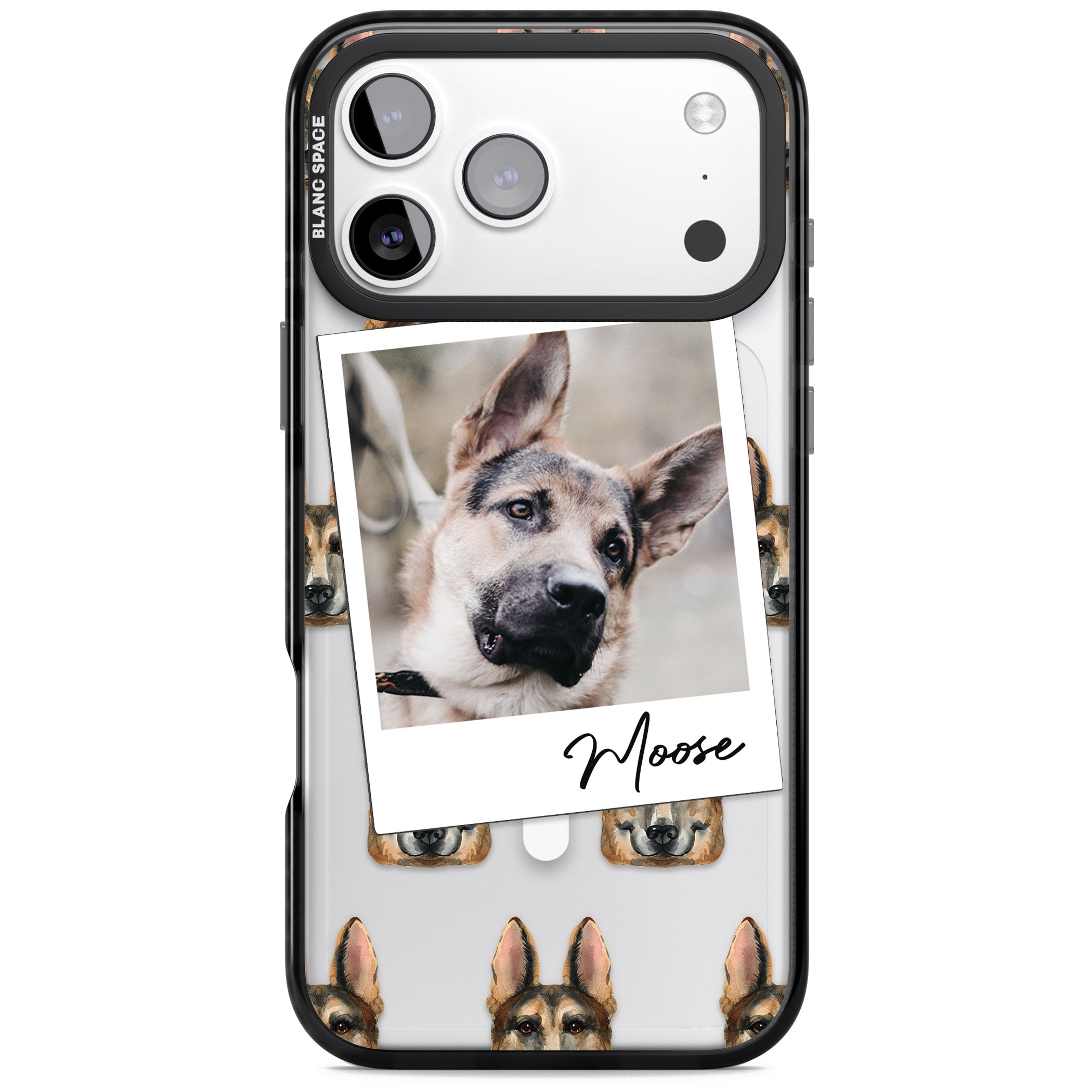 Personalised German Shepherd Instant Camera Photo iPhone 17 Pro Impact Pro Black Phone Case