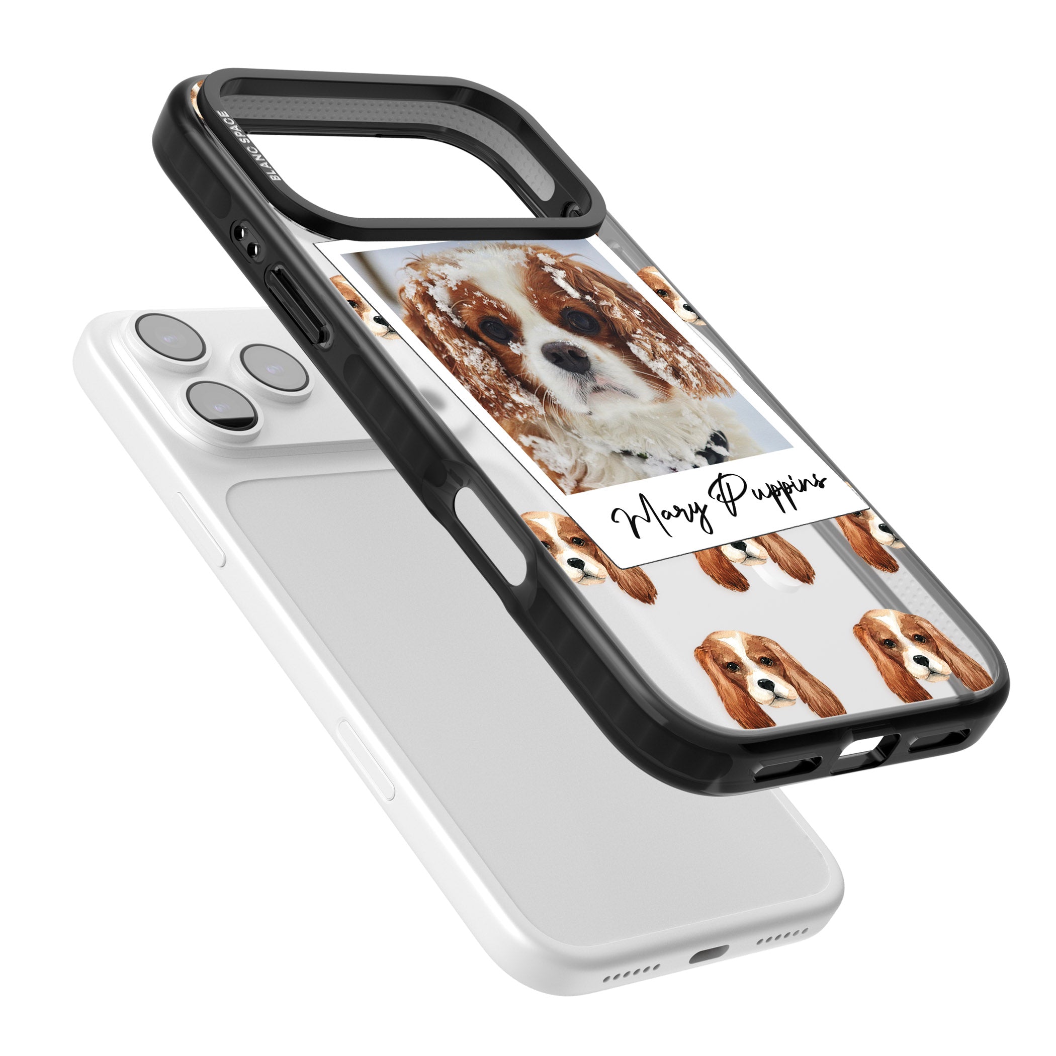 Personalised Cavalier King Charles Instant Camera Photo iPhone 17 Pro Impact Pro Black Phone Case Colours