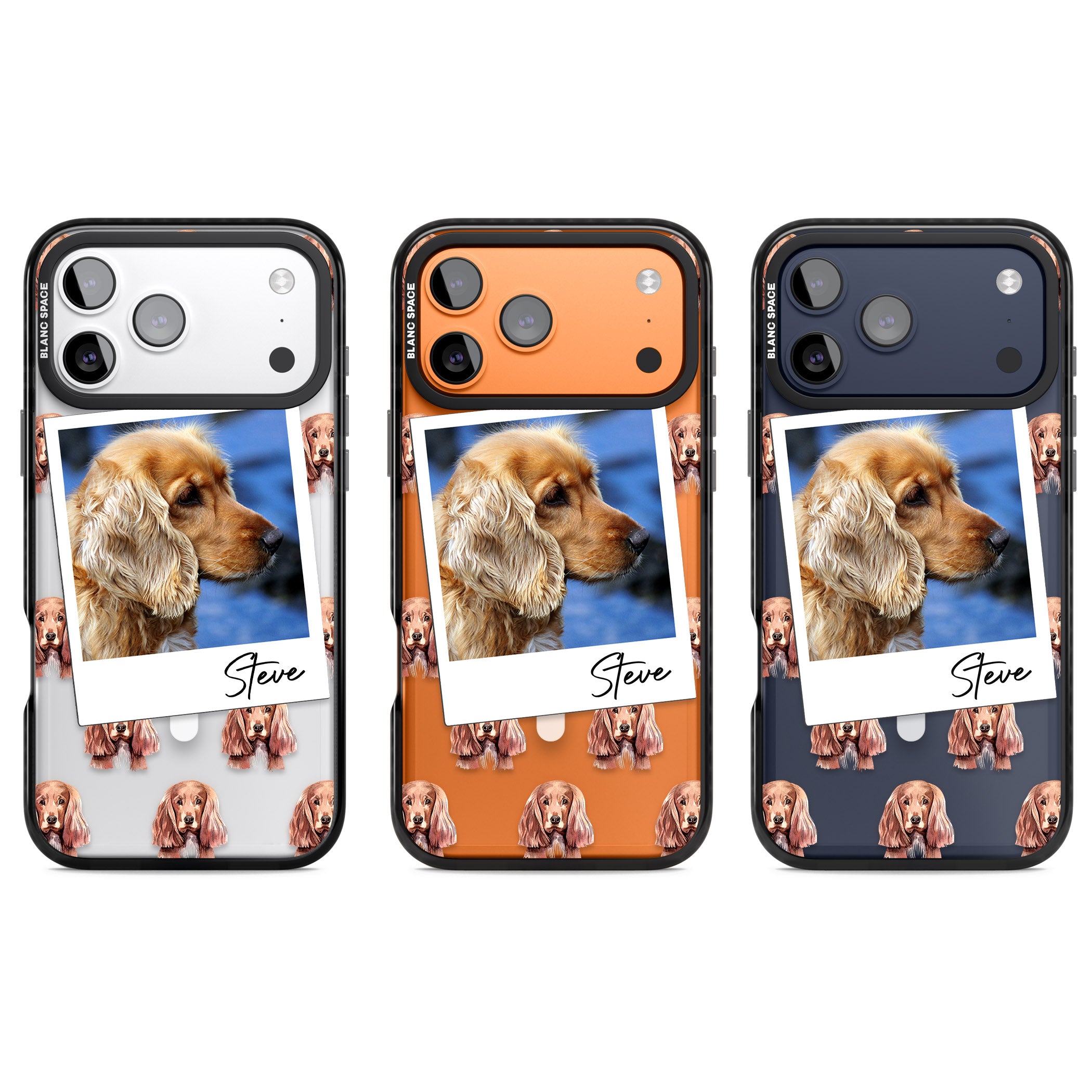 Personalised Cocker Spaniel Instant Camera Photo iPhone 17 Pro Impact Pro Black Phone Case APT Impact Protection