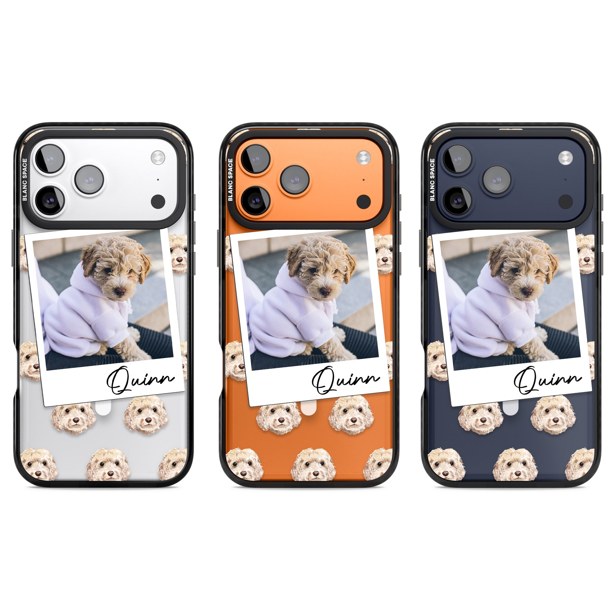 Personalised Cream Cockapoo Instant Camera Photo iPhone 17 Pro Impact Pro Black Phone Case APT Impact Protection
