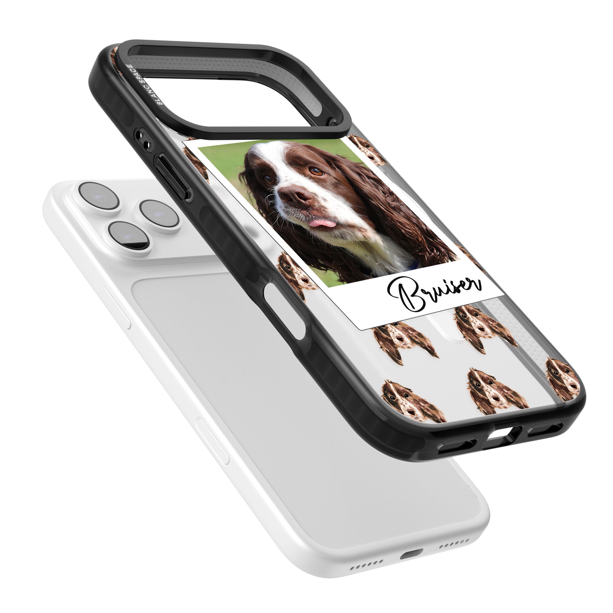 Personalised Springer Spaniel Instant Camera Photo iPhone 17 Pro Impact Pro Black Phone Case Colours