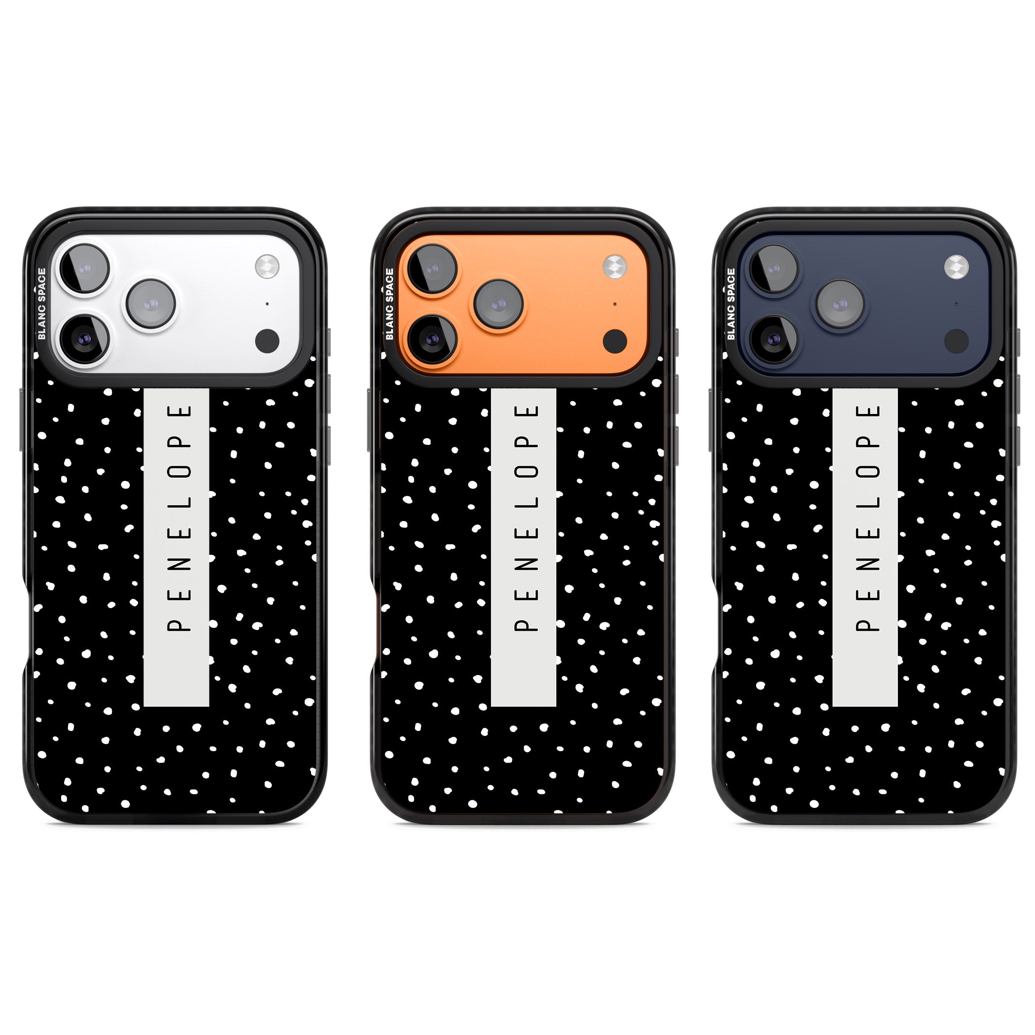 Personalised Black Dots iPhone 17 Pro Impact Pro Black Phone Case APT Impact Protection