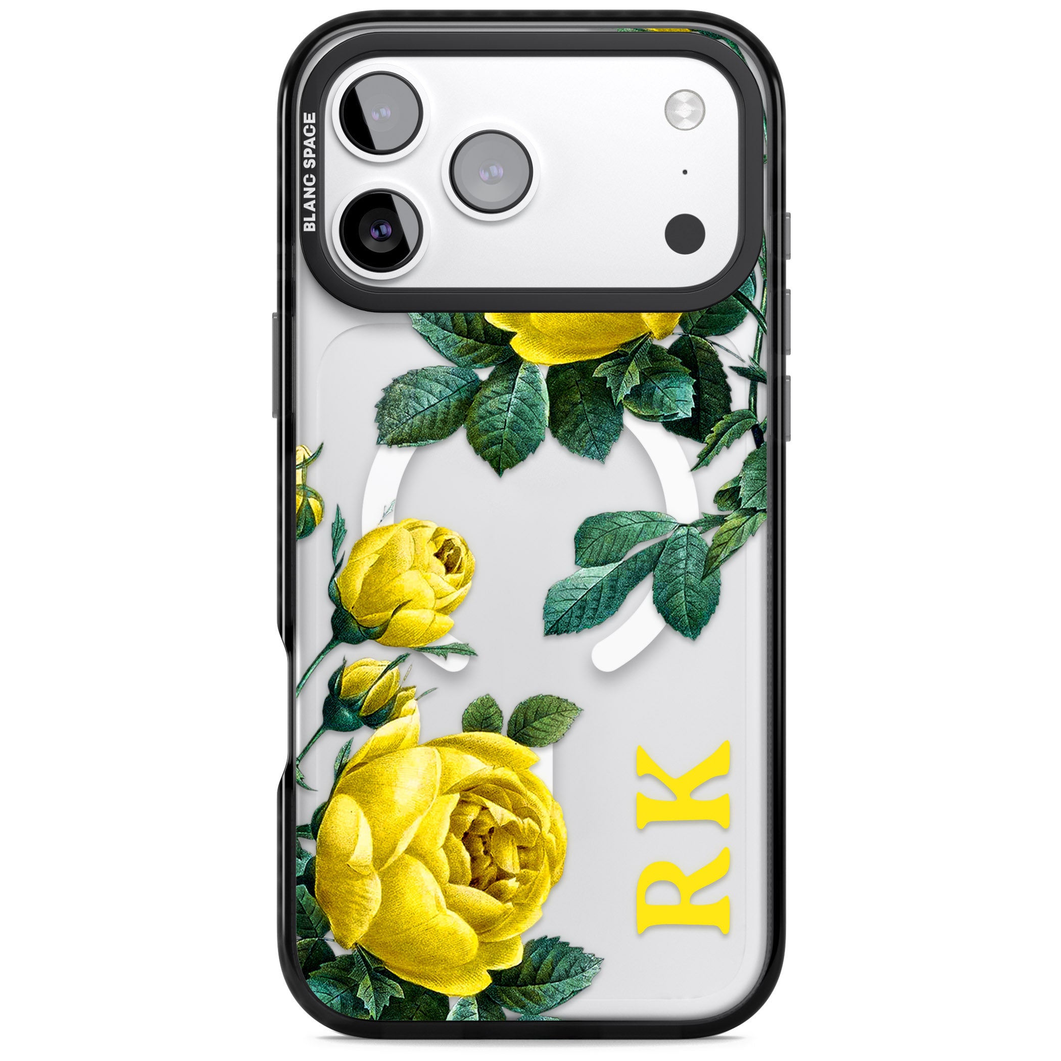 Personalised Vintage Floral Yellow Roses iPhone 17 Pro Impact Pro Black Phone Case