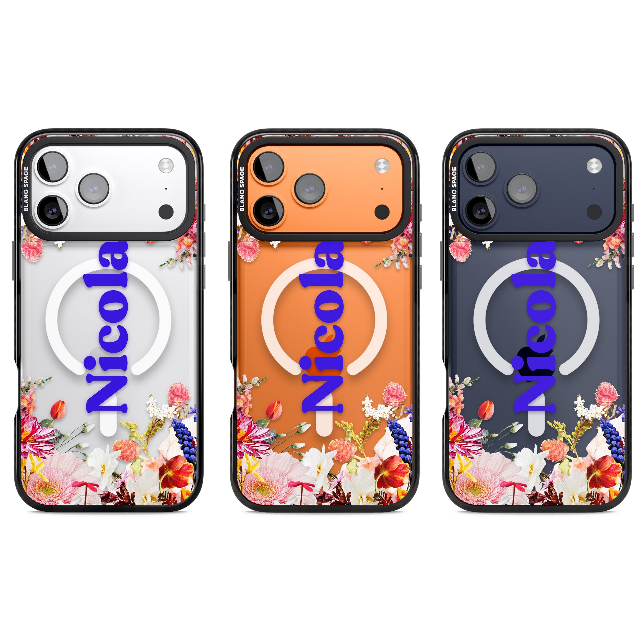 Personalised Floral Name iPhone 17 Pro Impact Pro Black Phone Case APT Impact Protection