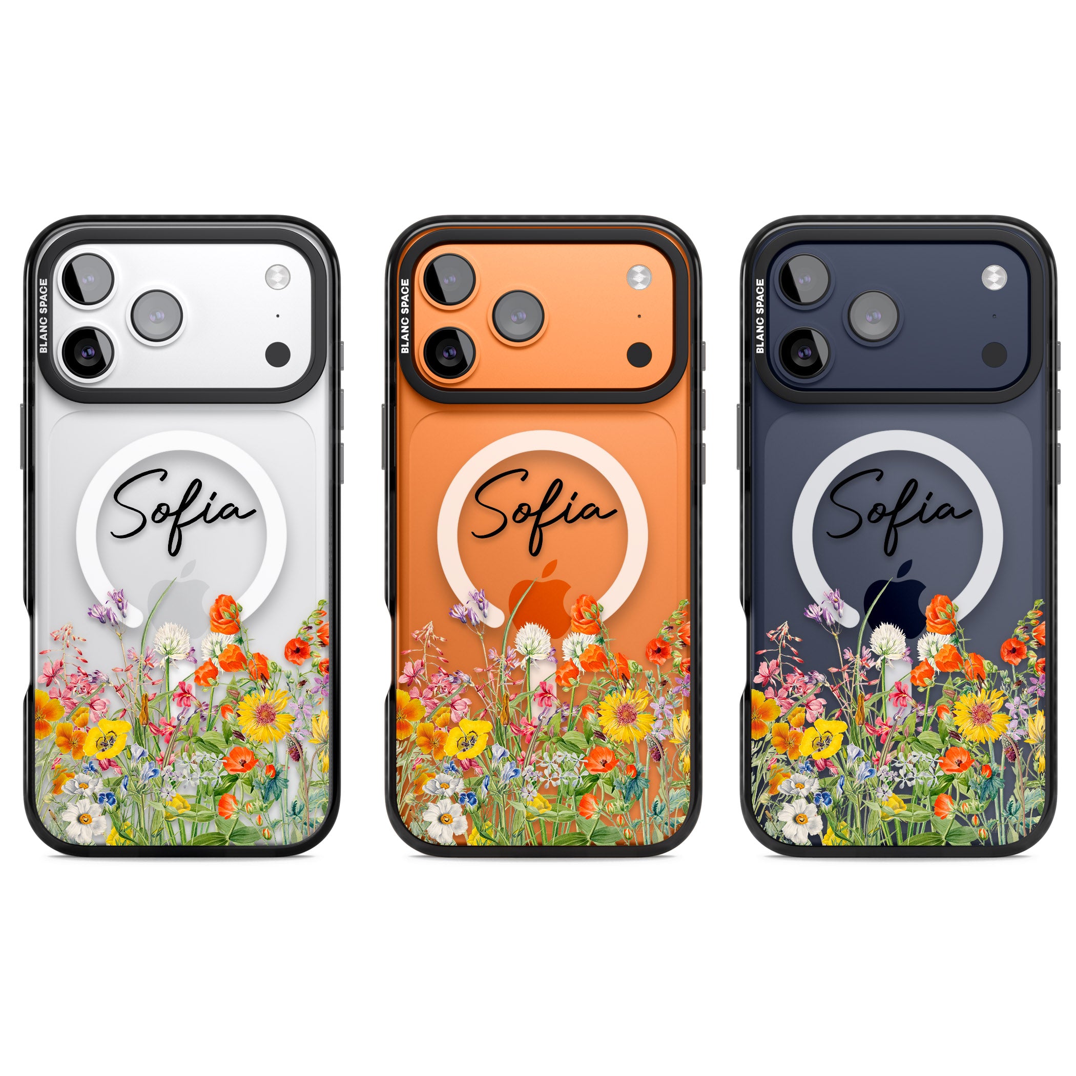 Personalised Summer Wildflowers iPhone 17 Pro Impact Pro Black Phone Case APT Impact Protection