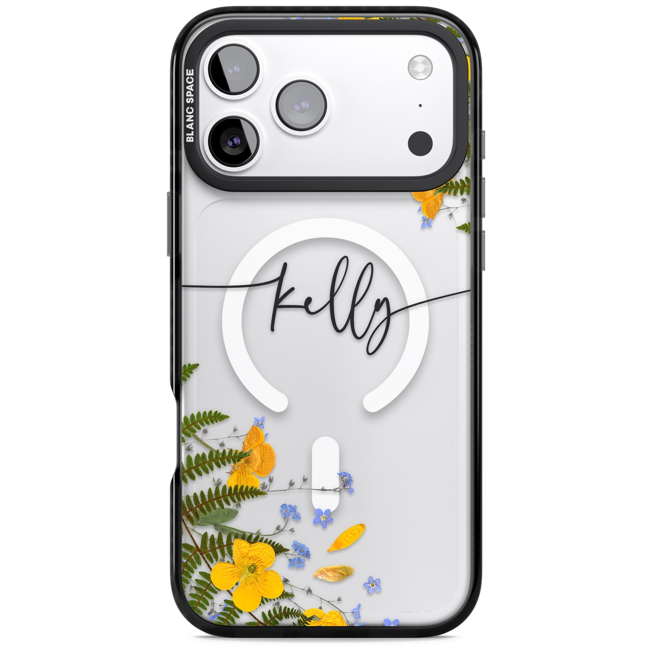Personalised Ferns & Wildflowers iPhone 17 Pro Impact Pro Black Phone Case