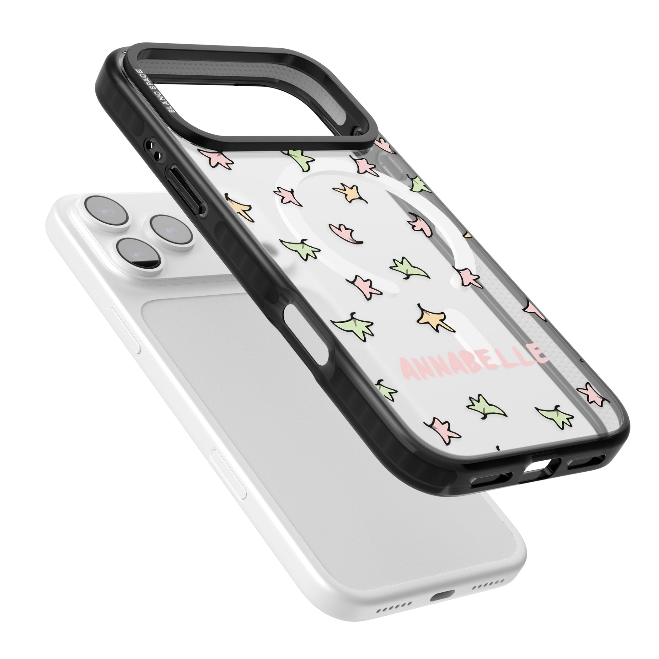 Personalised Heartstopper Leaves Pattern iPhone 17 Pro Impact Pro Black Phone Case Colours