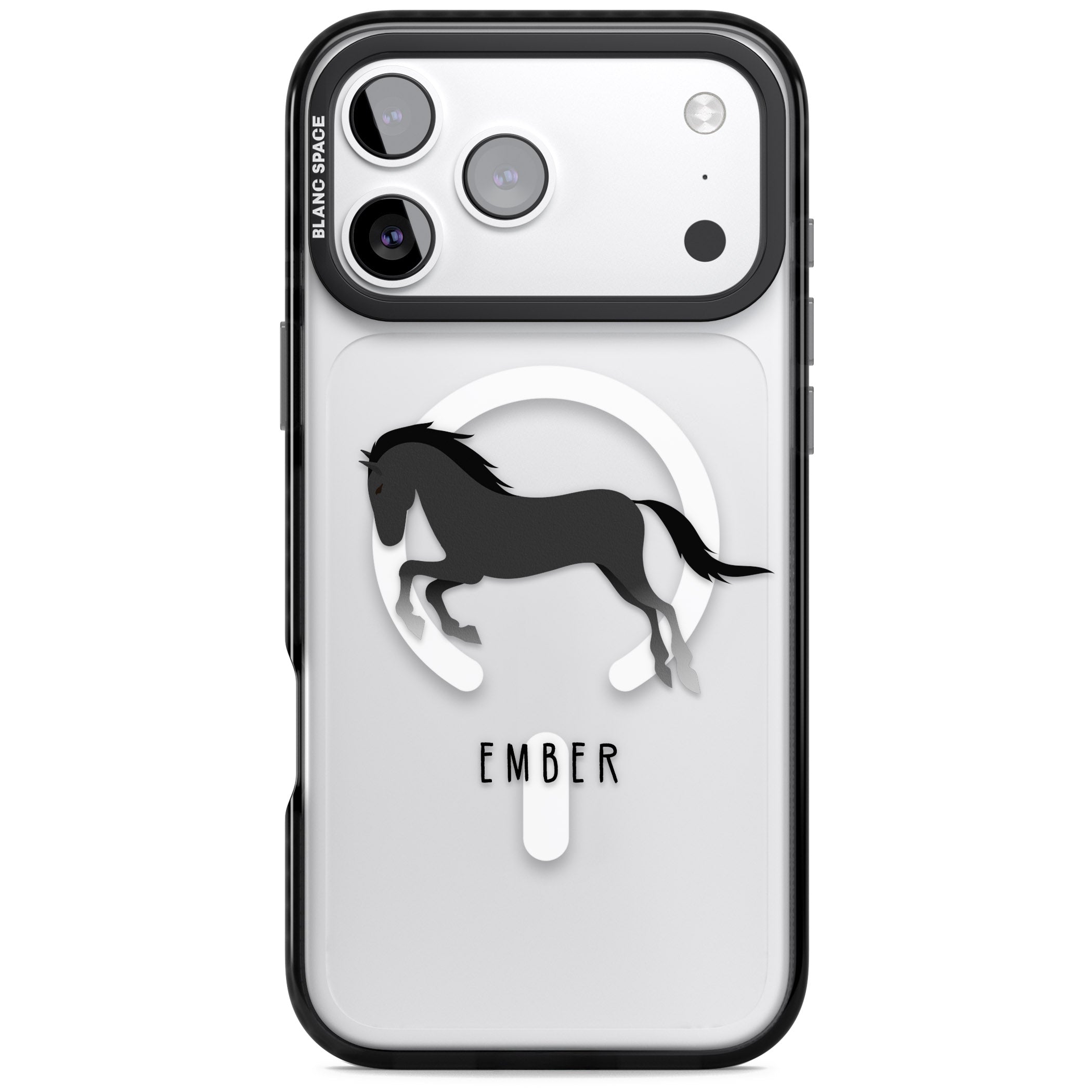 Personalised Black Horse iPhone 17 Pro Impact Pro Black Phone Case