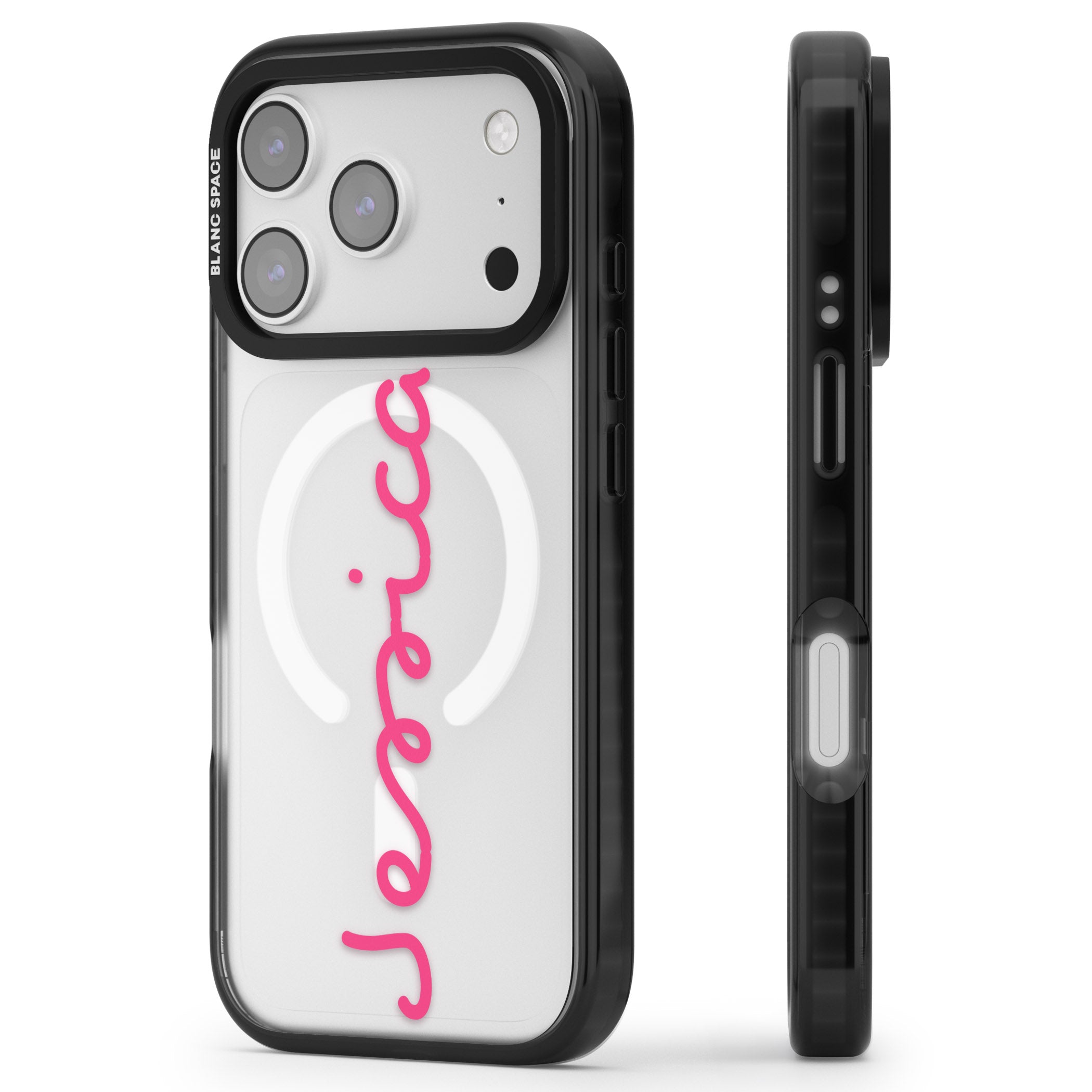 Personalised Summer Name iPhone 17 Pro Impact Pro Black Phone Case Side Profile