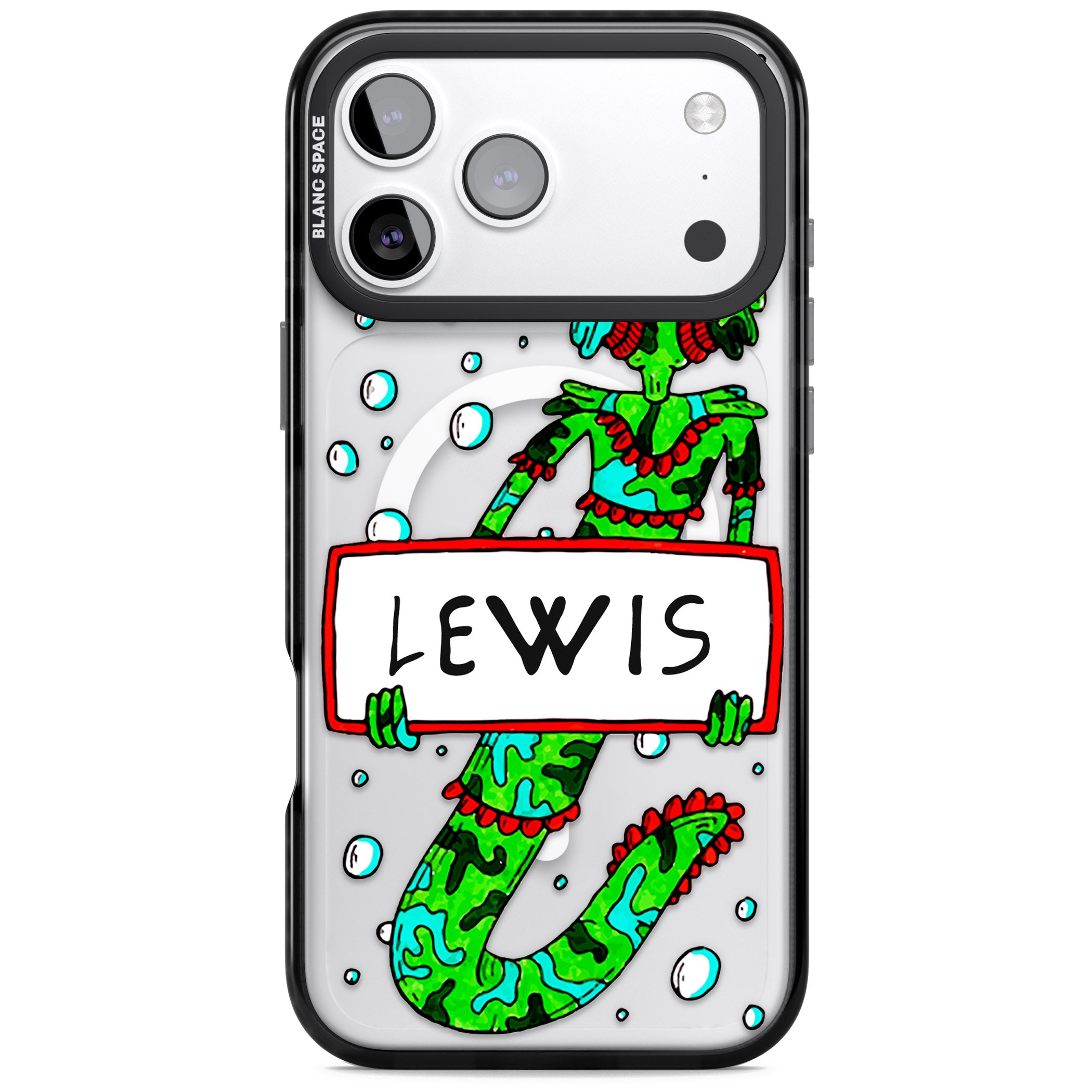 Personalised Fish Boy iPhone 17 Pro Impact Pro Black Phone Case