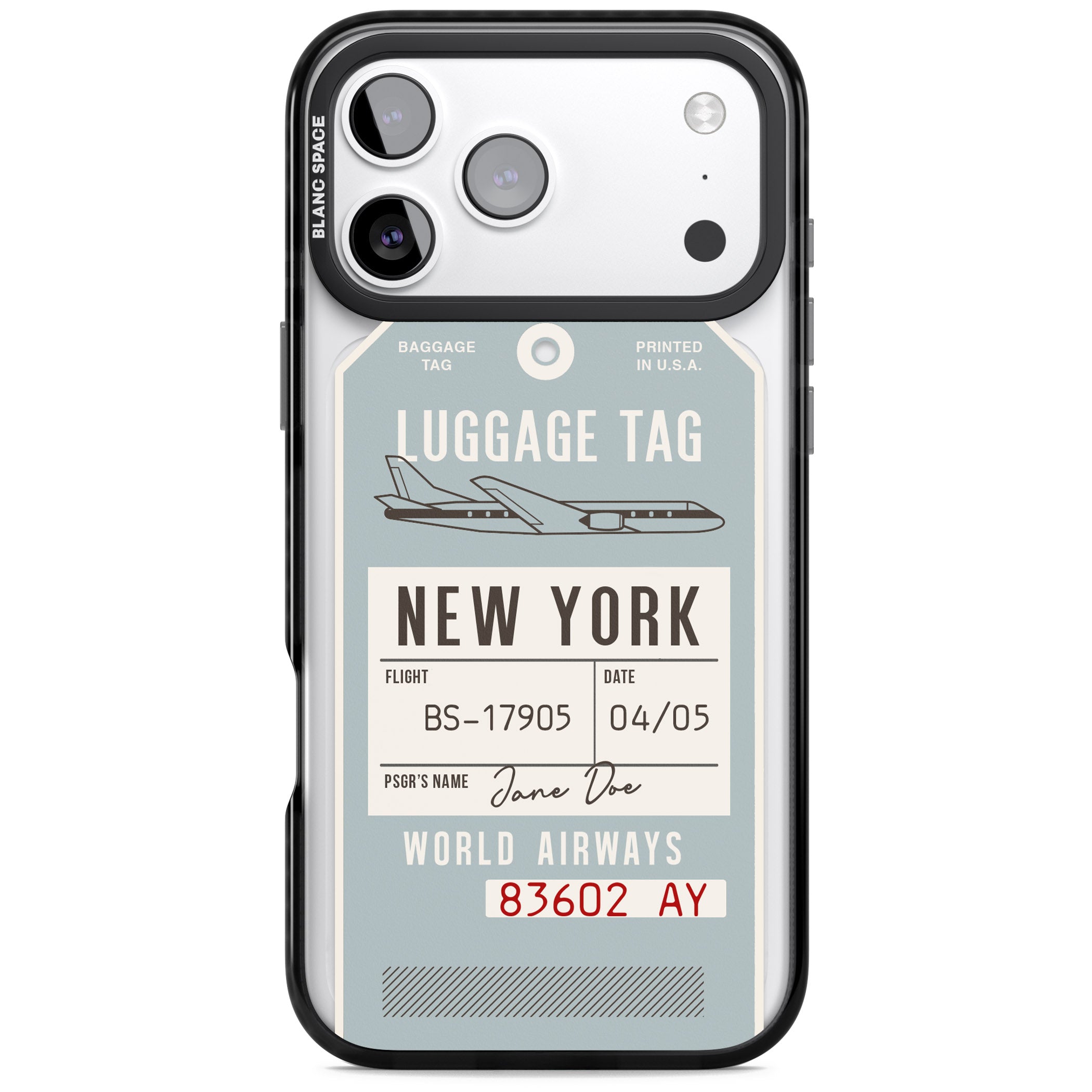 Personalised Vintage Usa Luggage Tag iPhone 17 Pro Impact Pro Black Phone Case