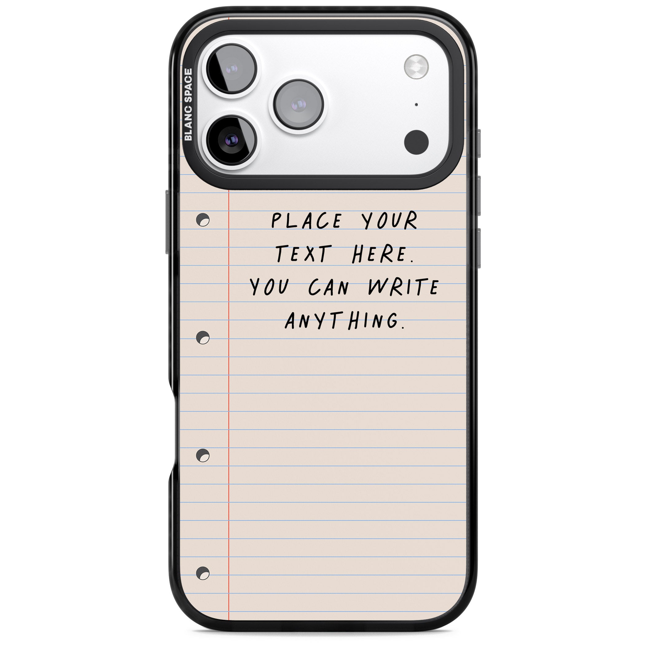 Personalised Lined Paper iPhone 17 Pro Impact Pro Black Phone Case
