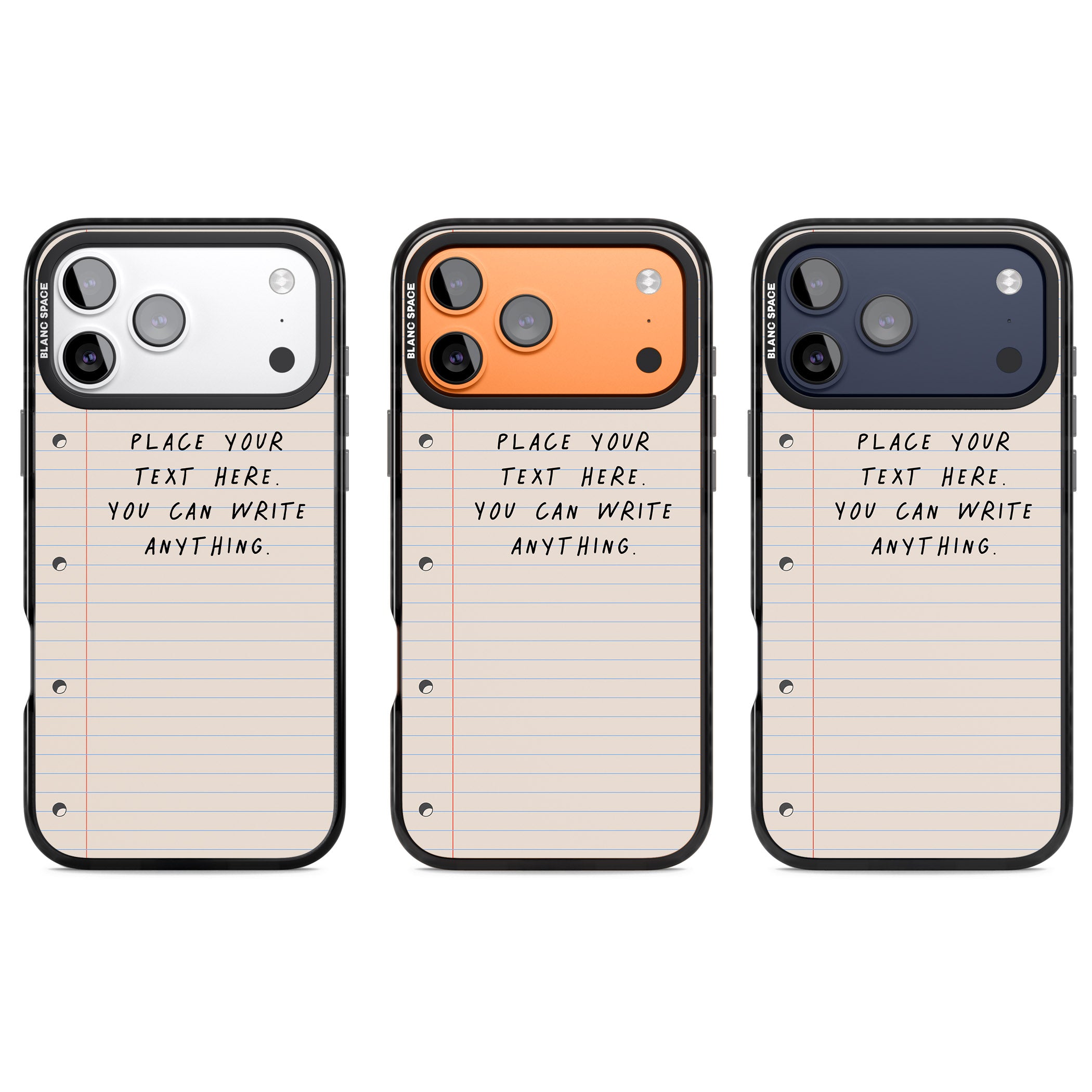 Personalised Lined Paper iPhone 17 Pro Impact Pro Black Phone Case APT Impact Protection