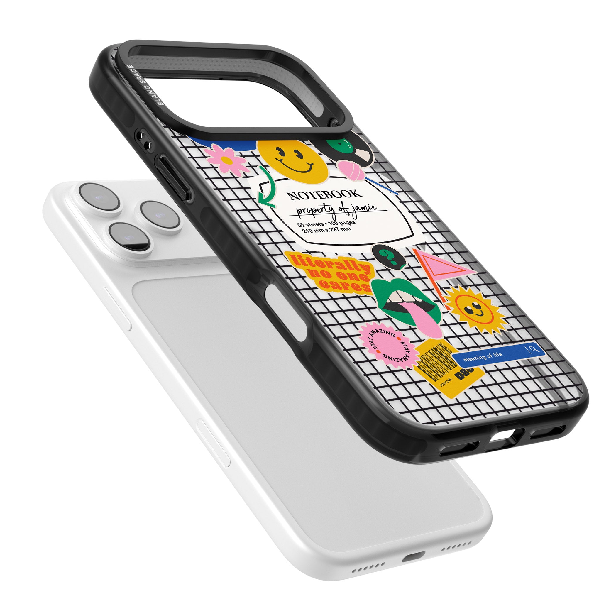 Personalised Sticker Mix Grid iPhone 17 Pro Impact Pro Black Phone Case Colours