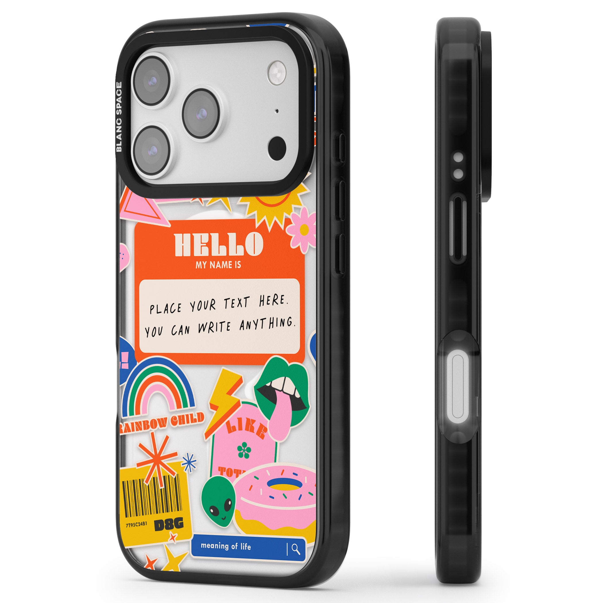 Personalised Retro Vibes Sticker iPhone 17 Pro Impact Pro Black Phone Case Side Profile